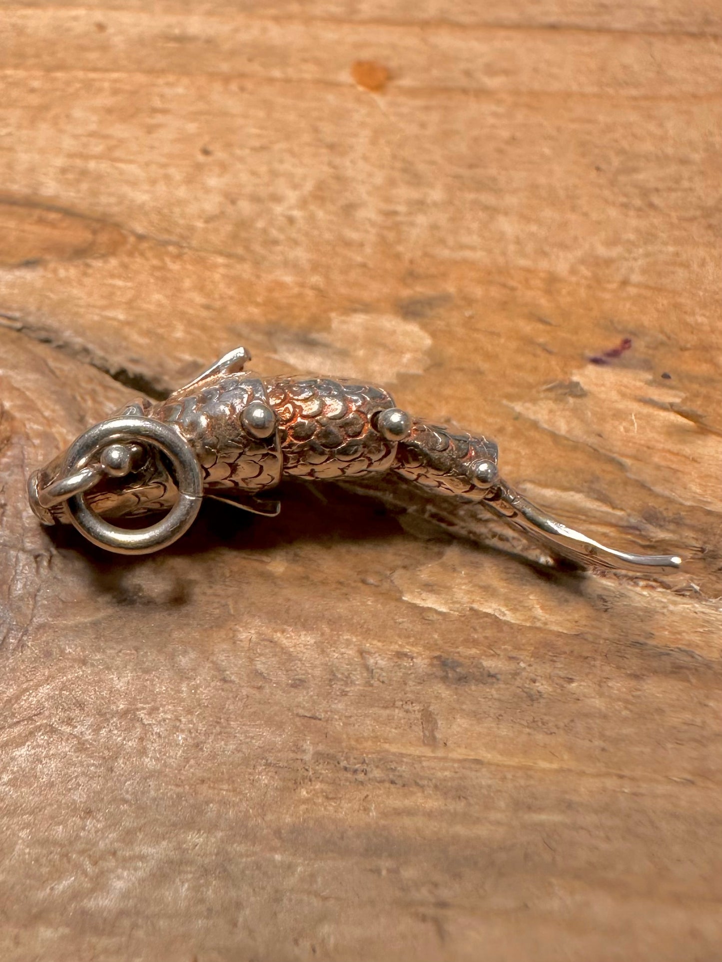 Vintage Moving Fish 925 Silver Pendant