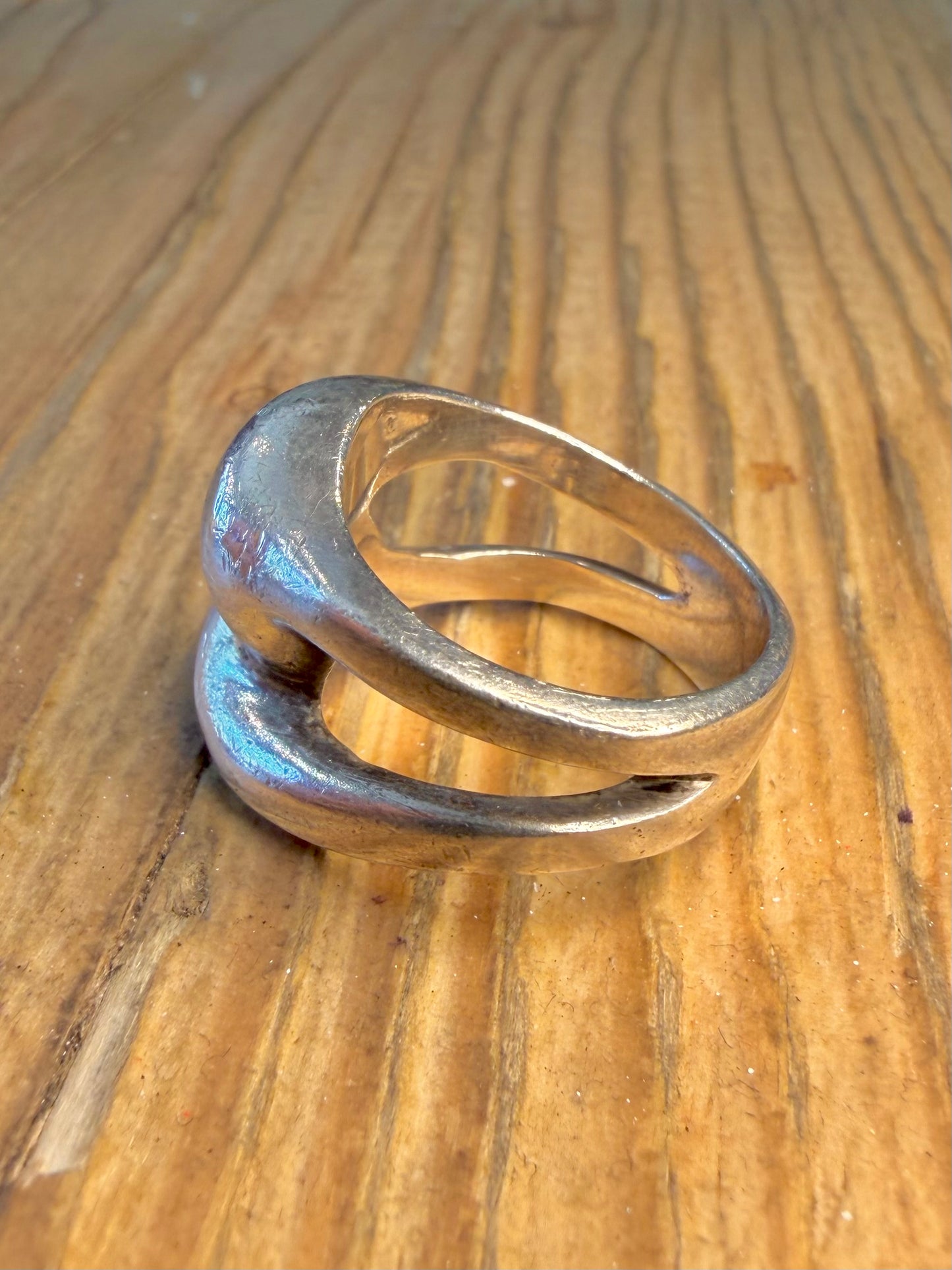 Abstract Overlapping 925 Sterling Silver Size Q1/2 Ring