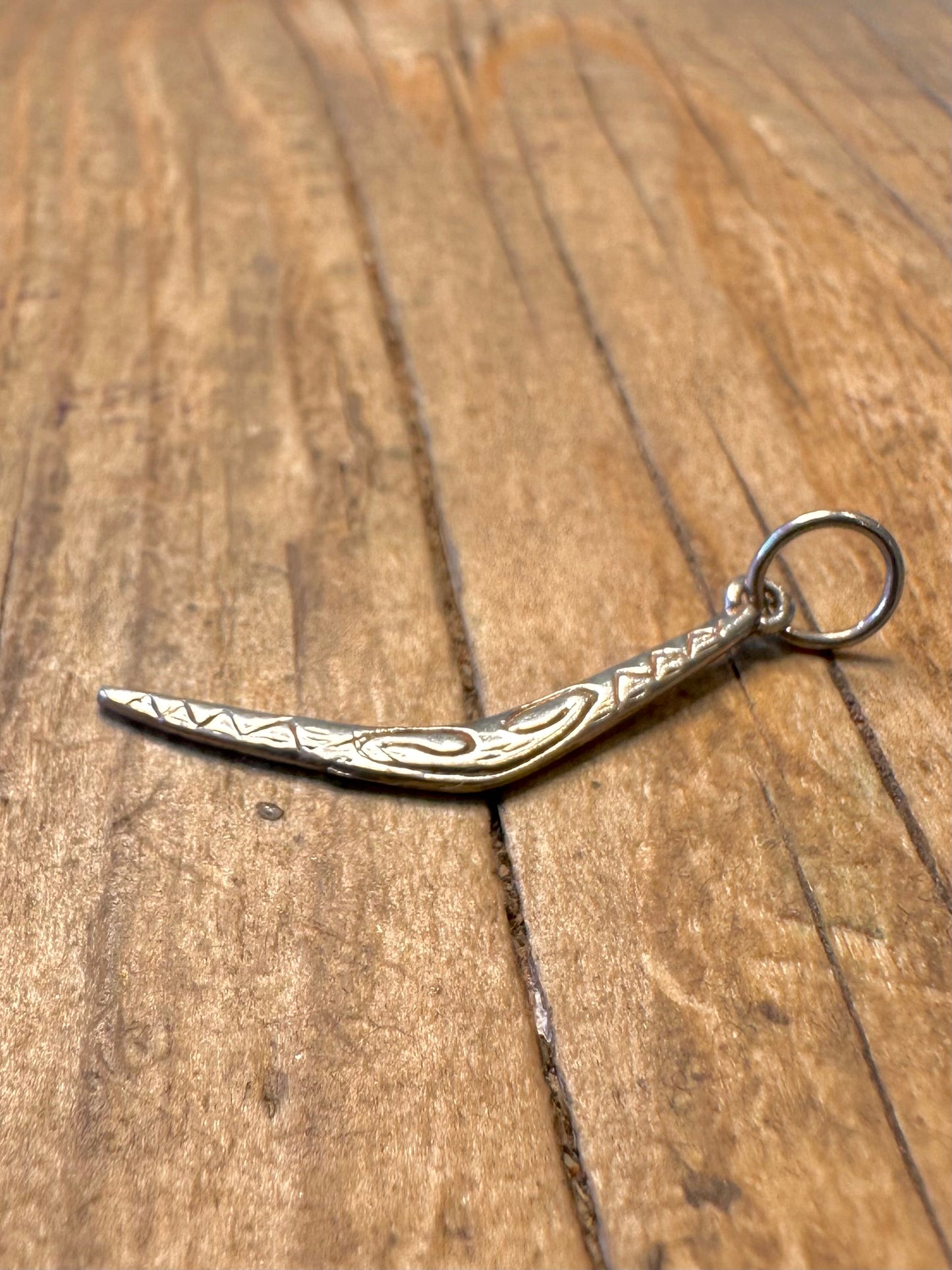 Boomerang Engraved Maker PM 925 Sterling Silver Charm Pendant