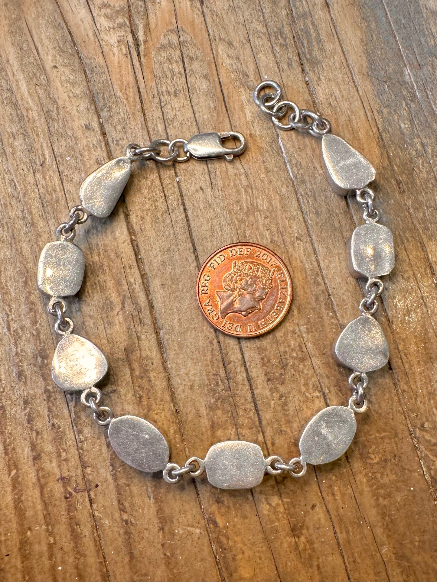 Abalone Abstract Shapes 925 Sterling Silver 8 to 8.6 inch Bracelet