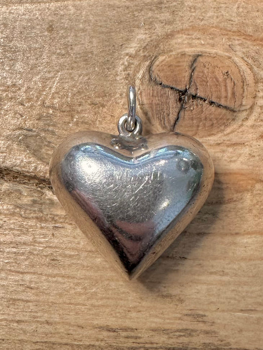 Vintage Puff Heart Chime 925 Silver Pendant