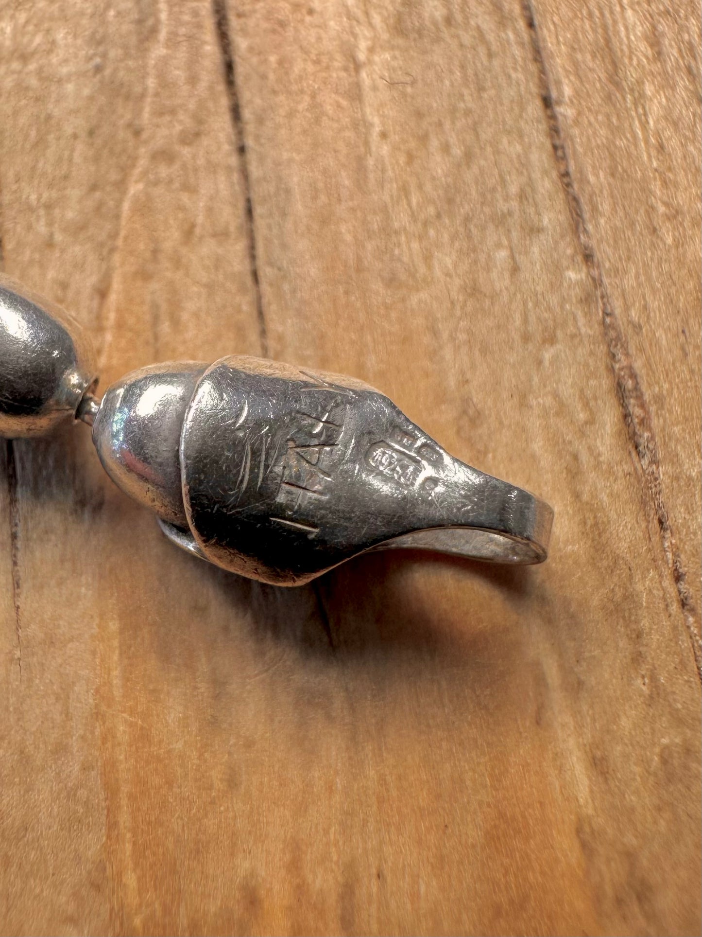 Modernist Bead Chain Italy 925 Sterling Silver 18.2 inch Necklace