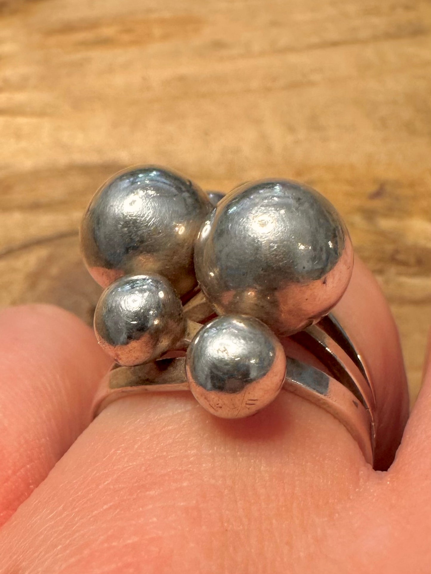 Abstract Multi Ball 925 Silver Mexico Size Q Ring