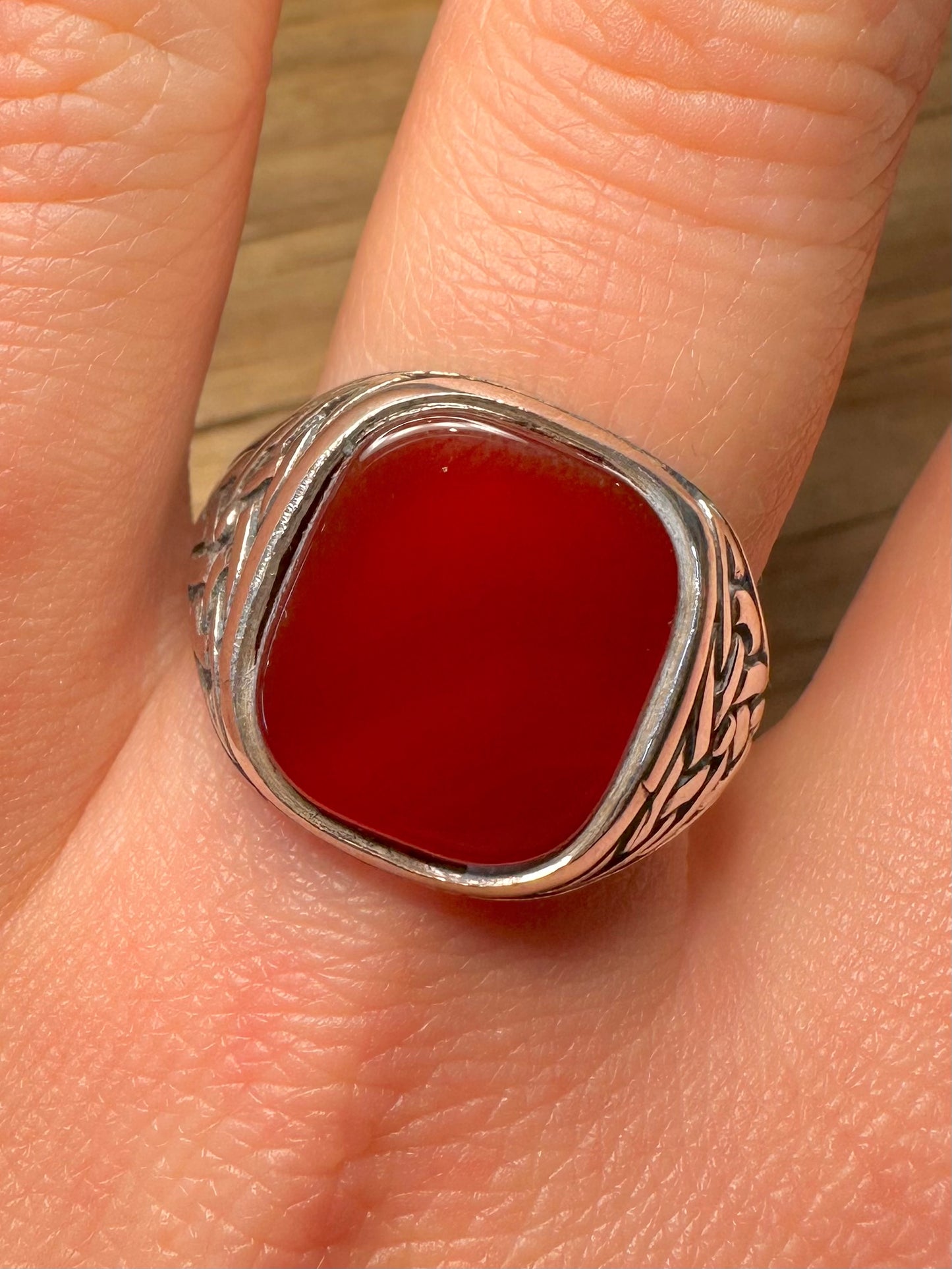 Vintage Banded Agate Celtic Signet 925 Sterling Silver Size Z+2 1/2 Ring