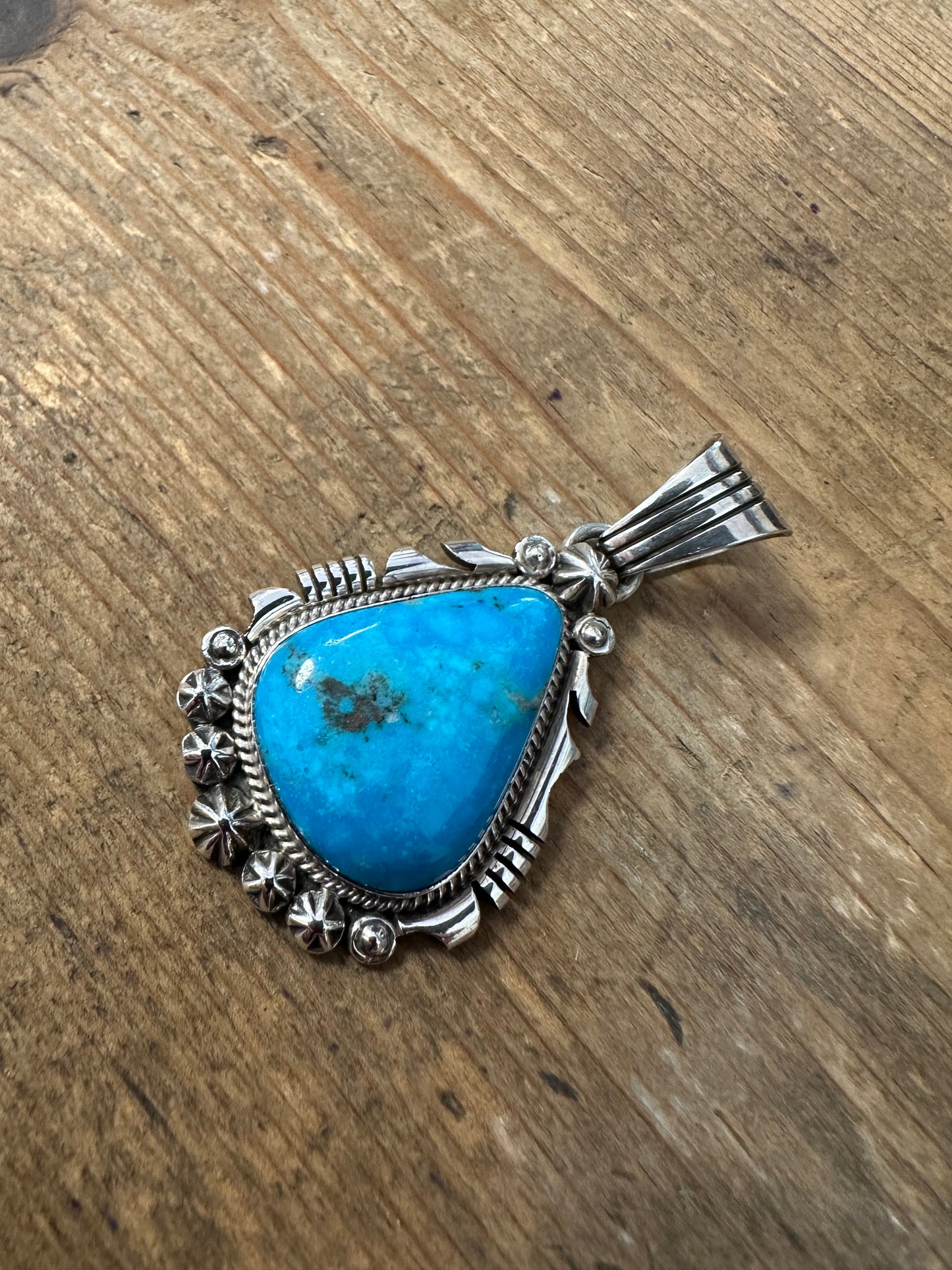 Vintage Navajo R.B Turquoise 925 Silver Pendant