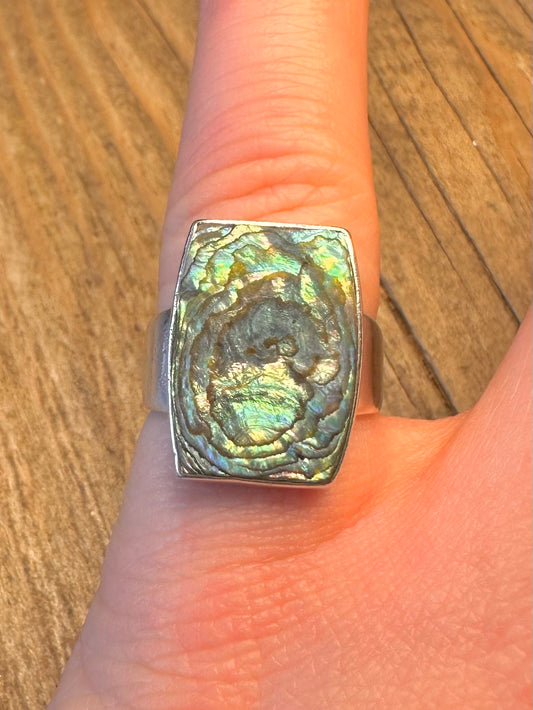 Arne Johansen Abalone Denmark 925 Sterling Silver Size M1/2 Ring