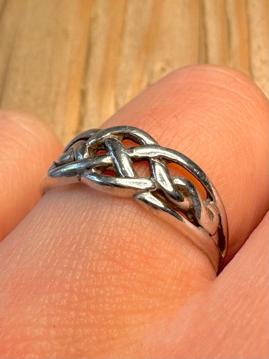 Vintage Celtic Knot 925 Sterling Silver Size Q Ring