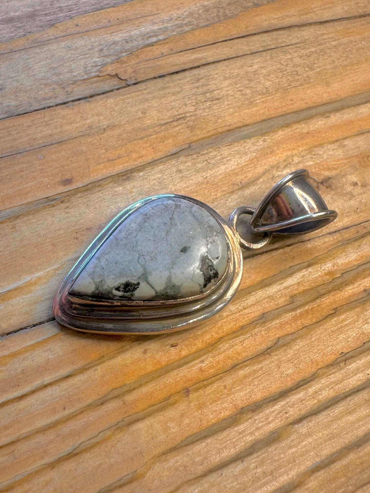 White and Black Agate 925 Sterling Silver Pendant