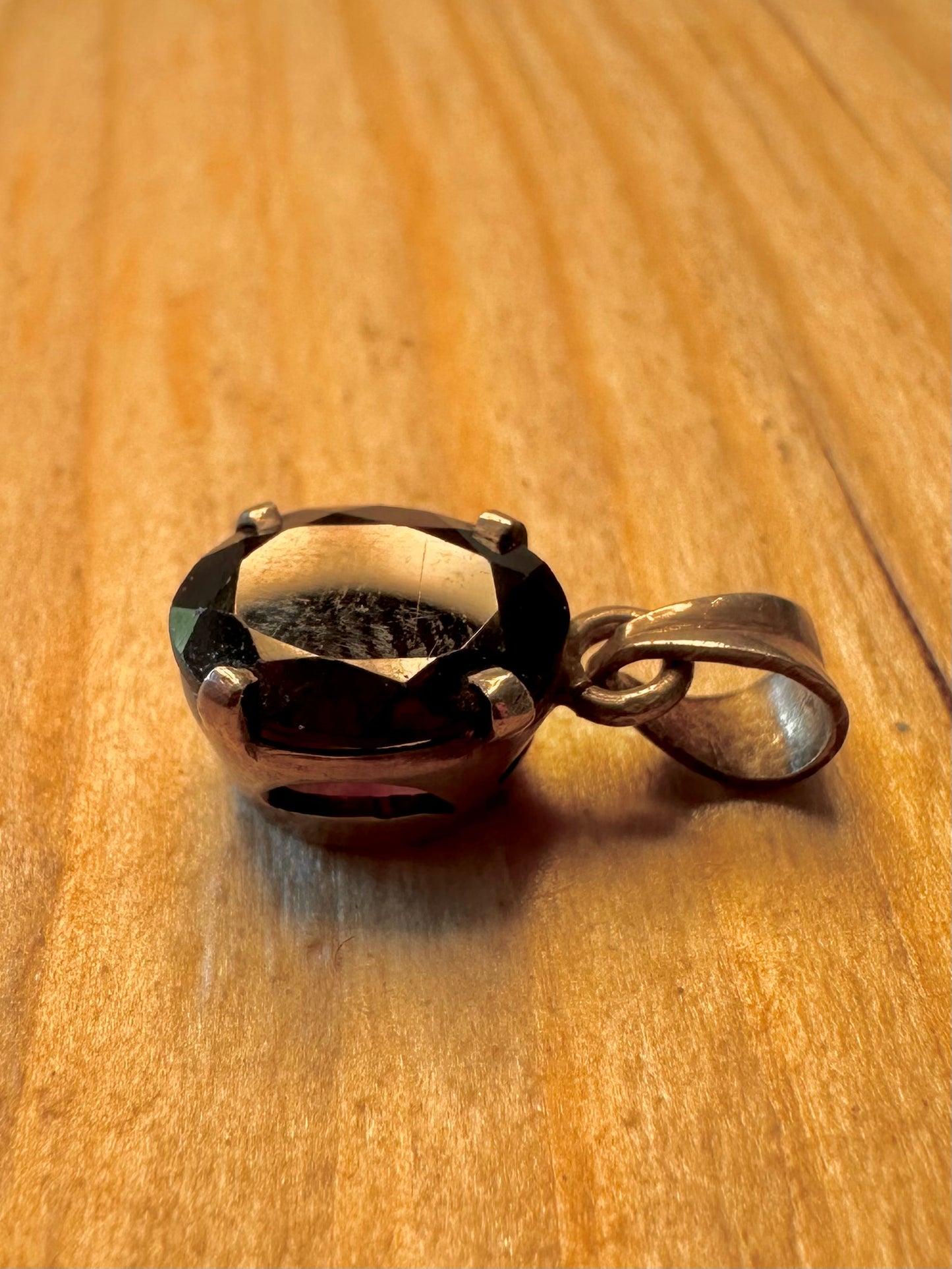 Vintage Dark Garnet 925 Silver Pendant