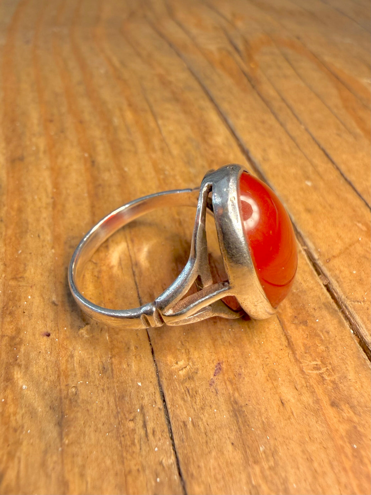 Carnelian Oval 925 Sterling Silver Size N Ring