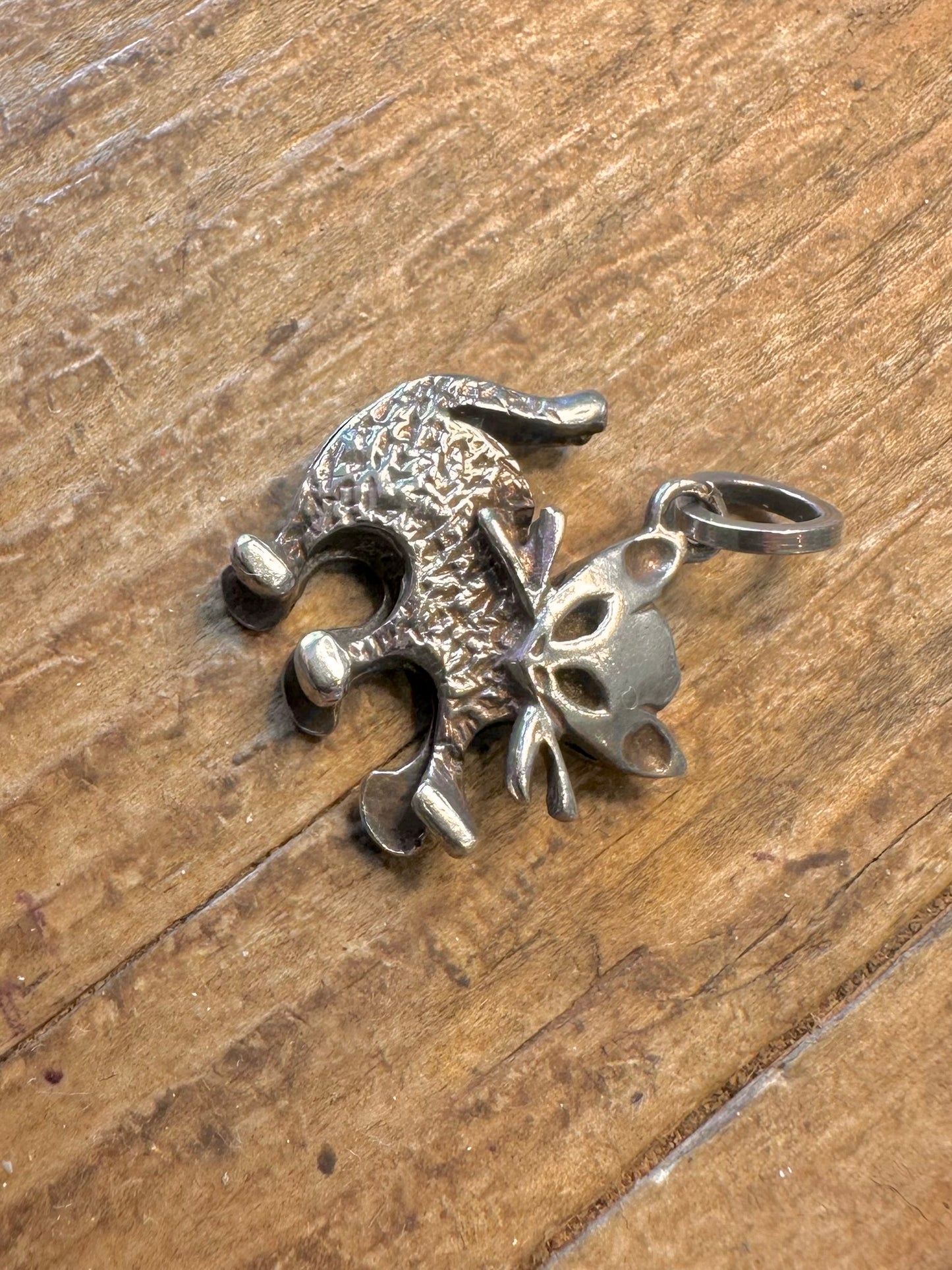 Ronex Cat Kitten 1978 Textured 925 Sterling Silver Pendant