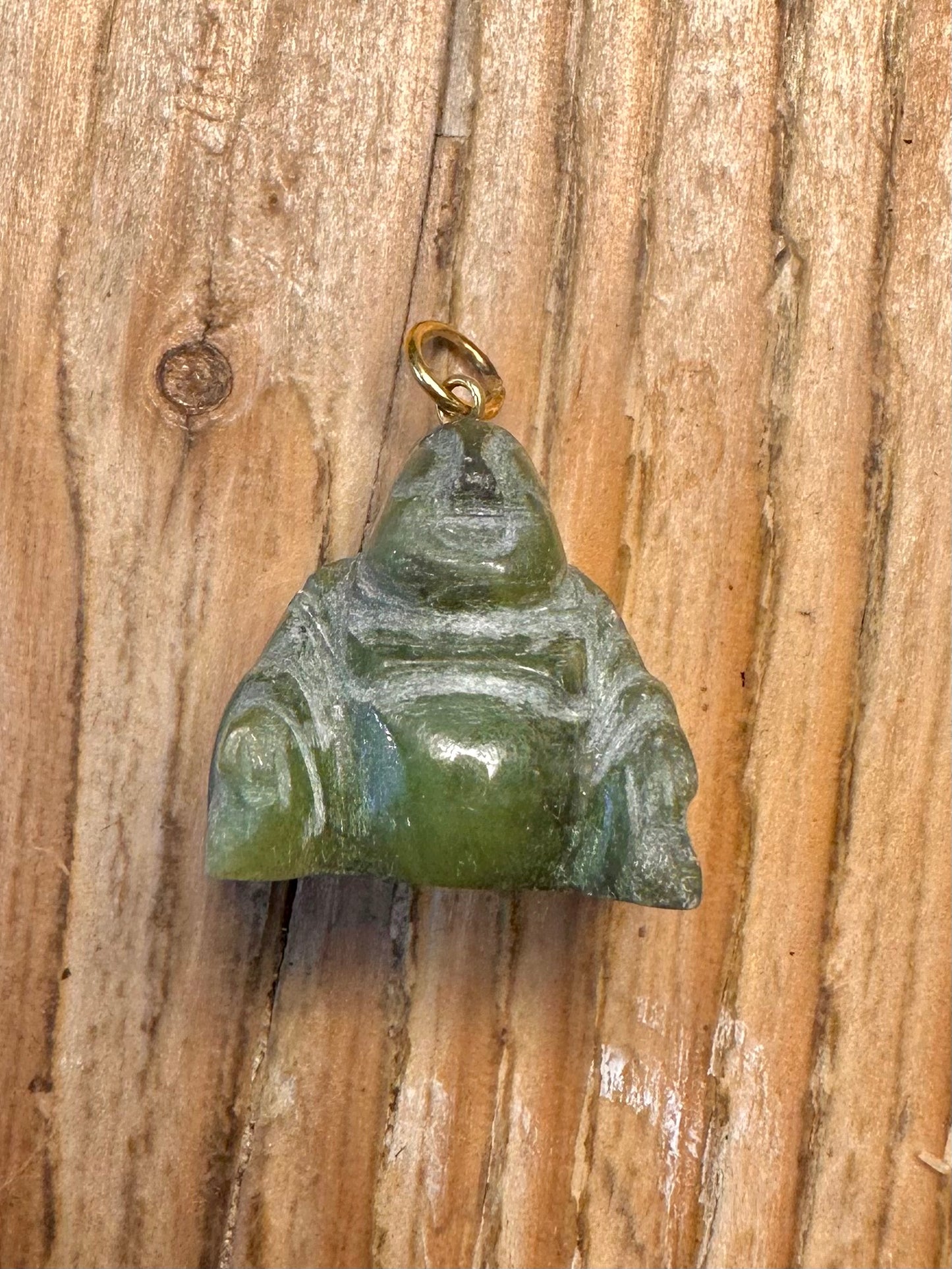 Vintage Jade Buddha Gold Loop Pendant