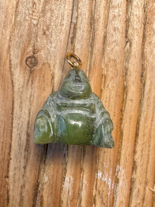 Vintage Jade Buddha Gold Loop Pendant
