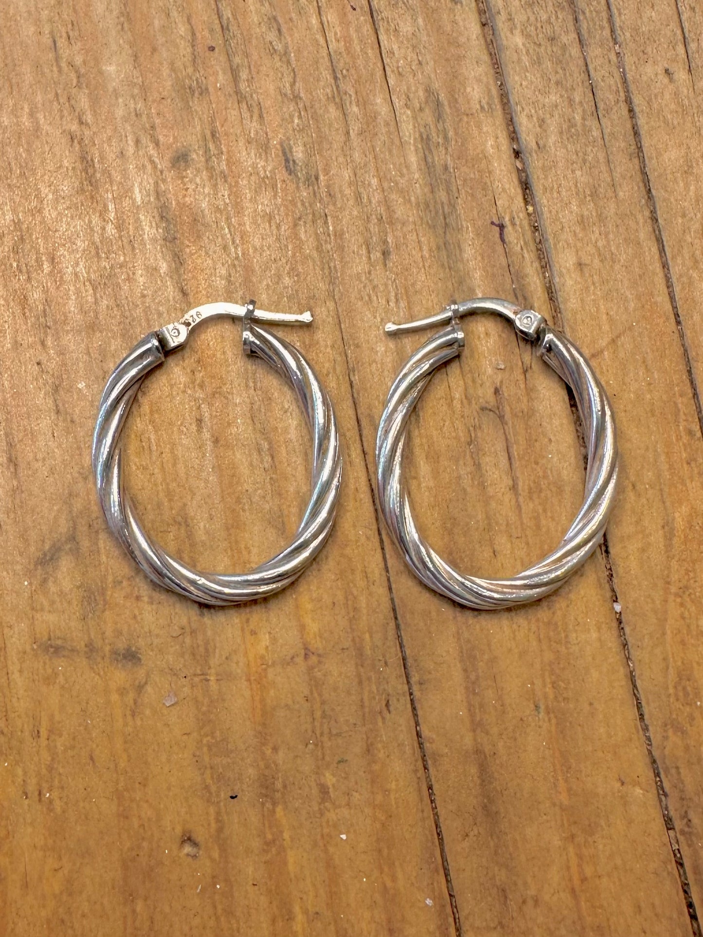 Twisted Hoops 925 Sterling Silver Earrings