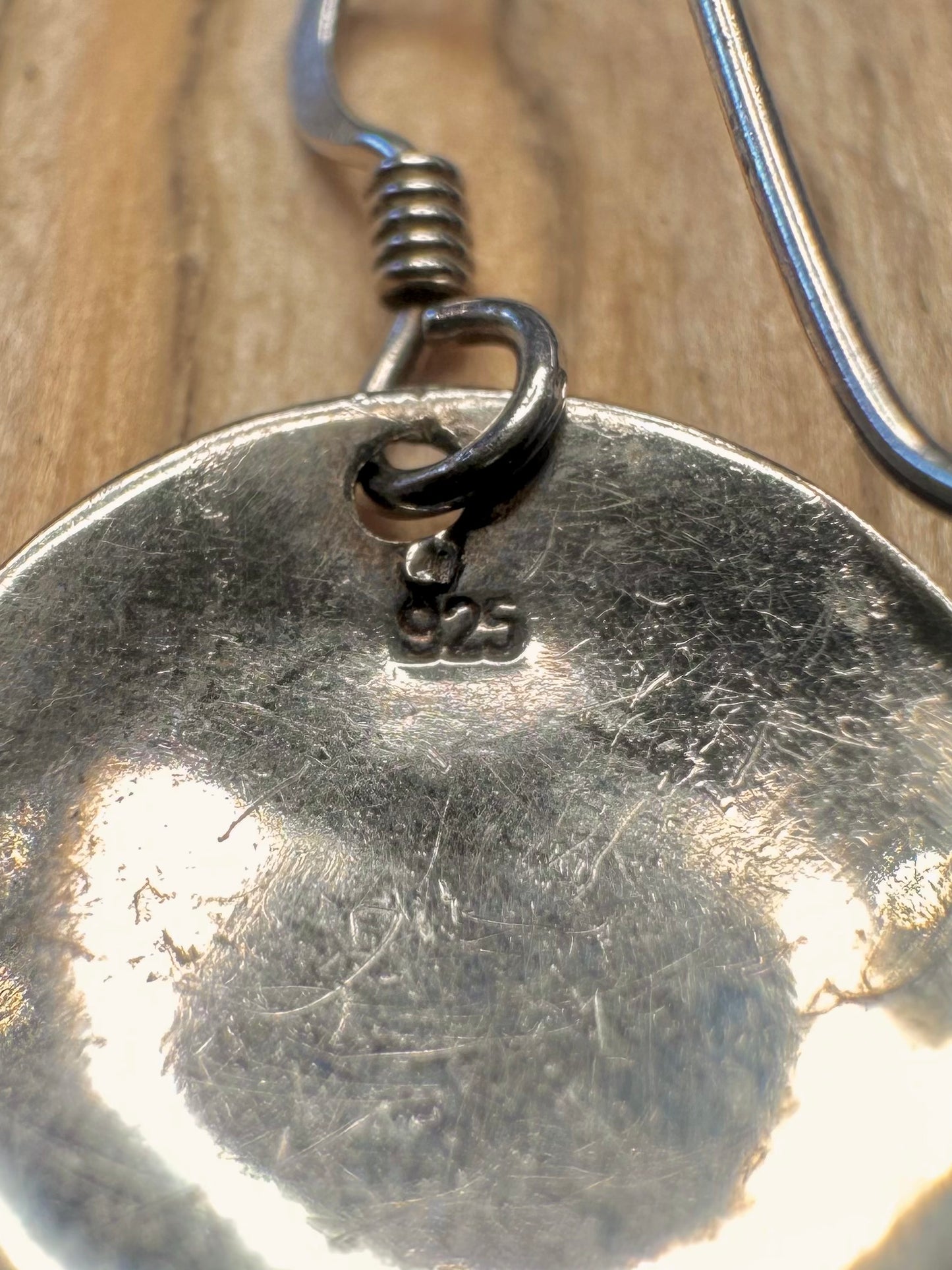 Modern Hammered Circle 925 Sterling Silver Earrings