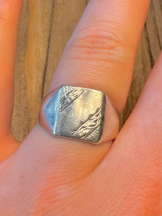 Engraved 1977 Signet Dublin 925 Sterling Silver Size R1/2 Ring