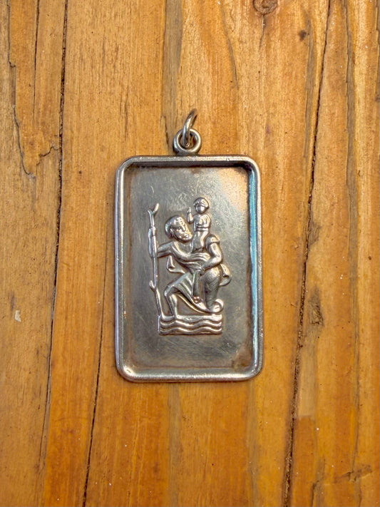 St Christopher 1977 Rectangle 925 Sterling Silver Pendant