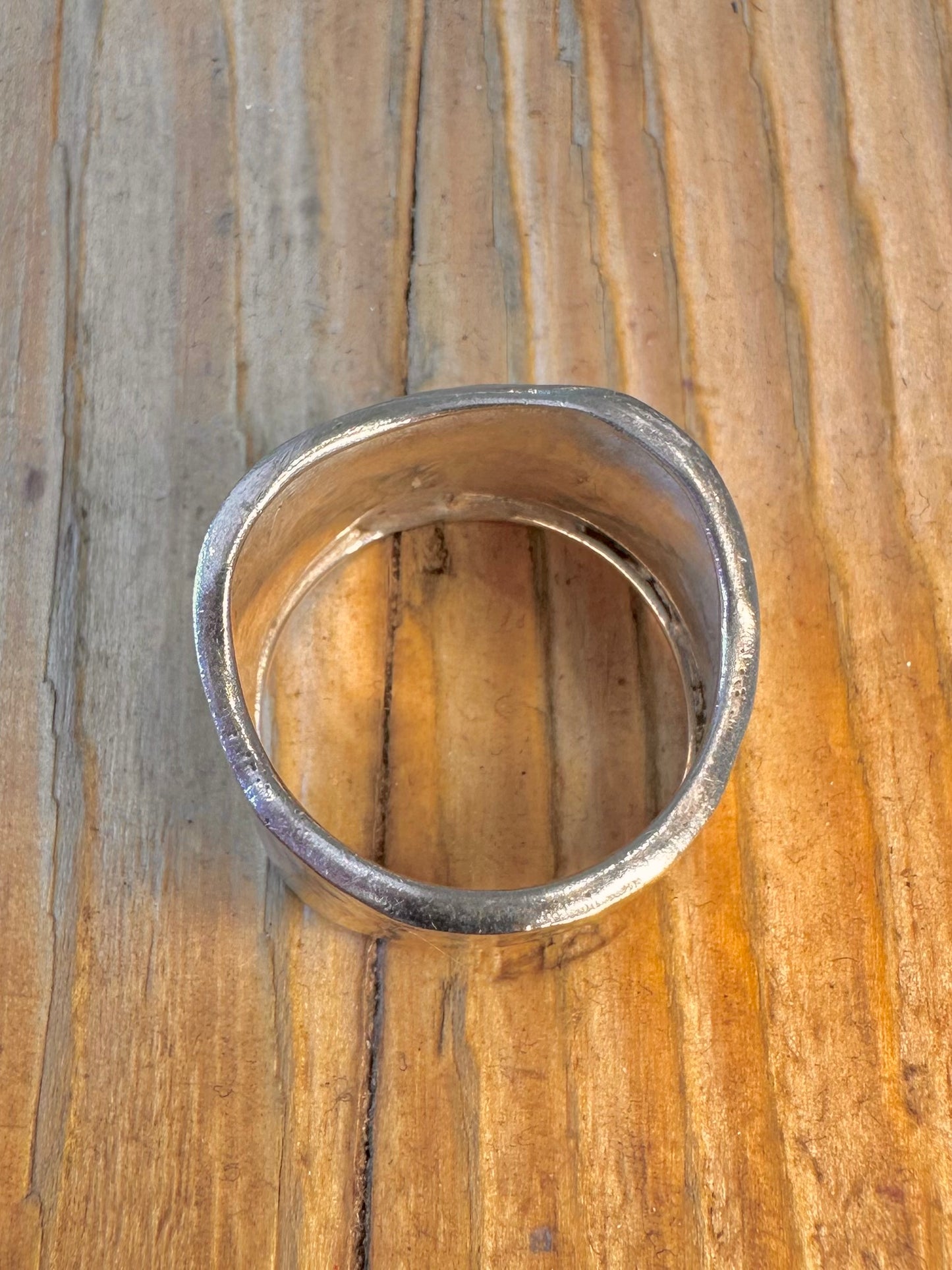 Hammered Wavy Band 925 Sterling Silver Size S1/2 Ring
