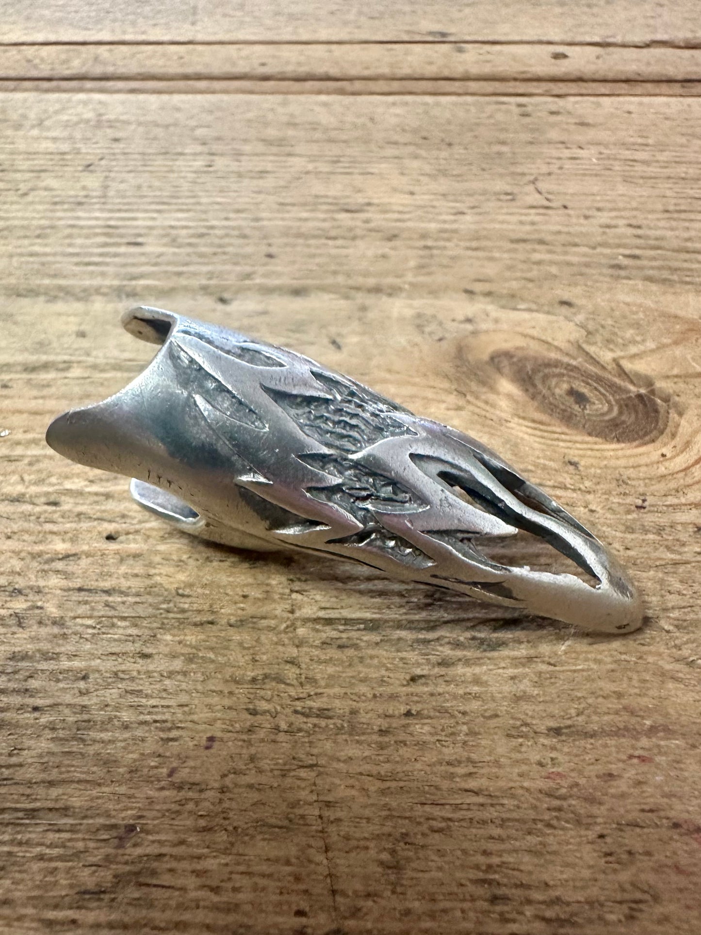 Vintage Long Claw Finger 925 Silver Size E Ring