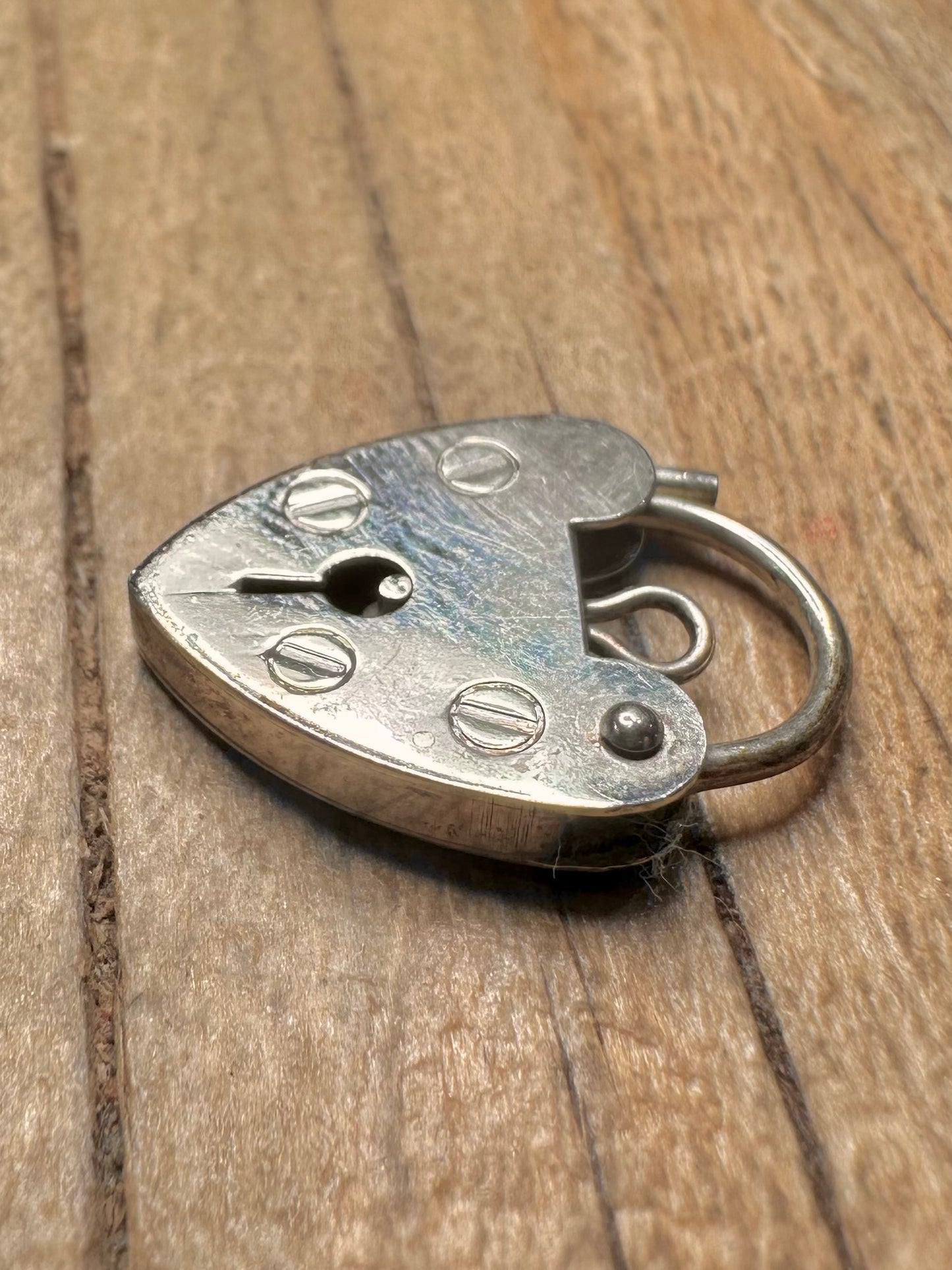 Vintage 1977 Heart Padlock 925 Sterling Silver Pendant