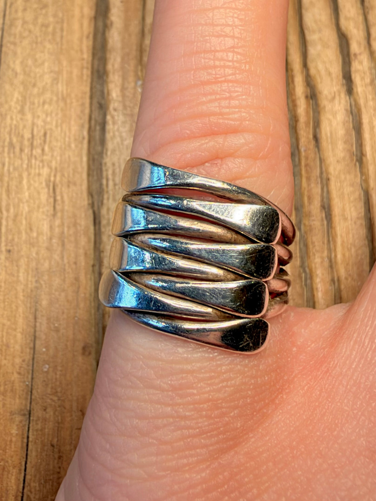Multi Layer Overlapping 925 Sterling Silver Size K Ring