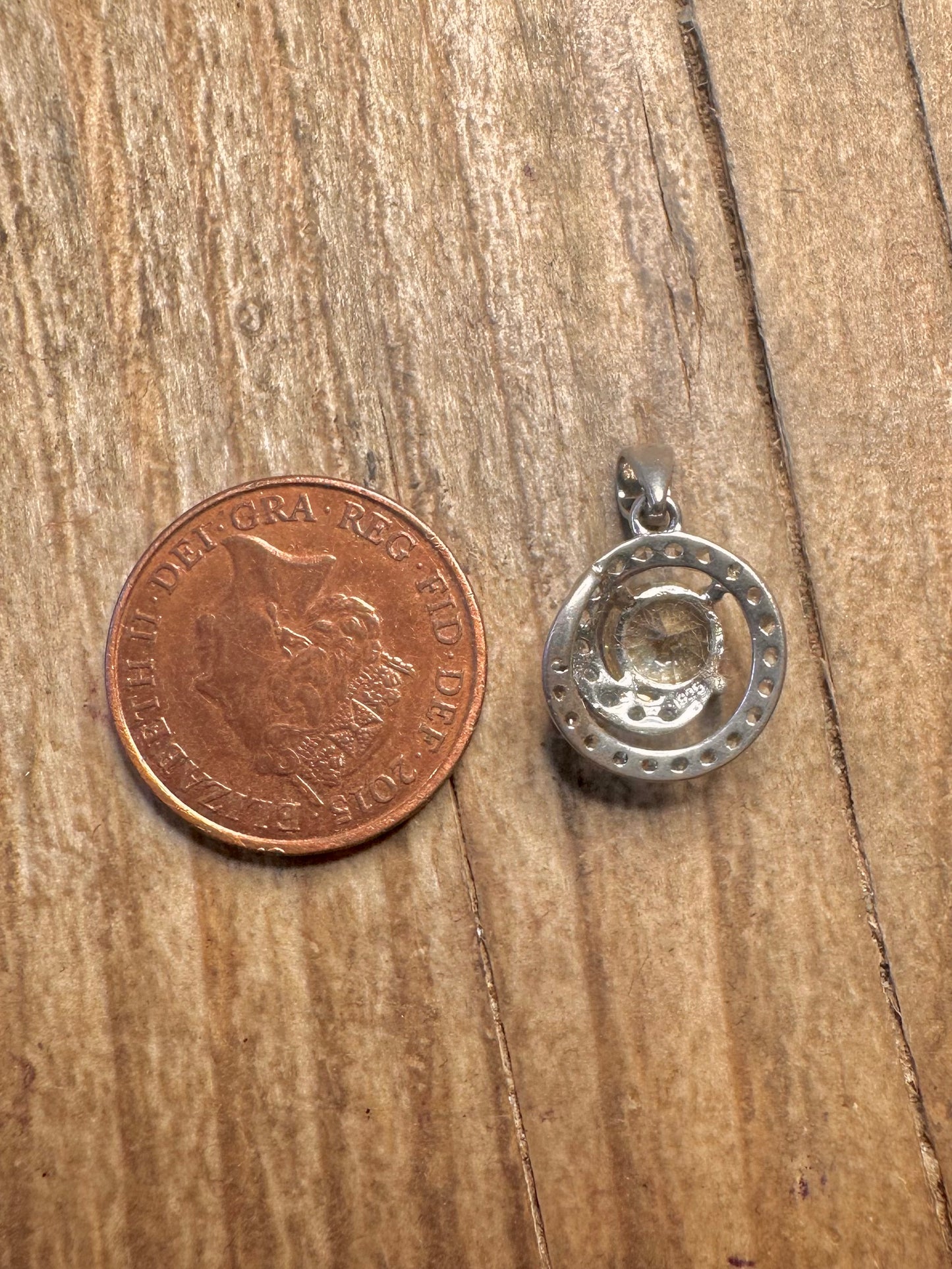Moderner Citrin- und Weiß-CZ-Kreis-Anhänger aus 925er Sterlingsilber