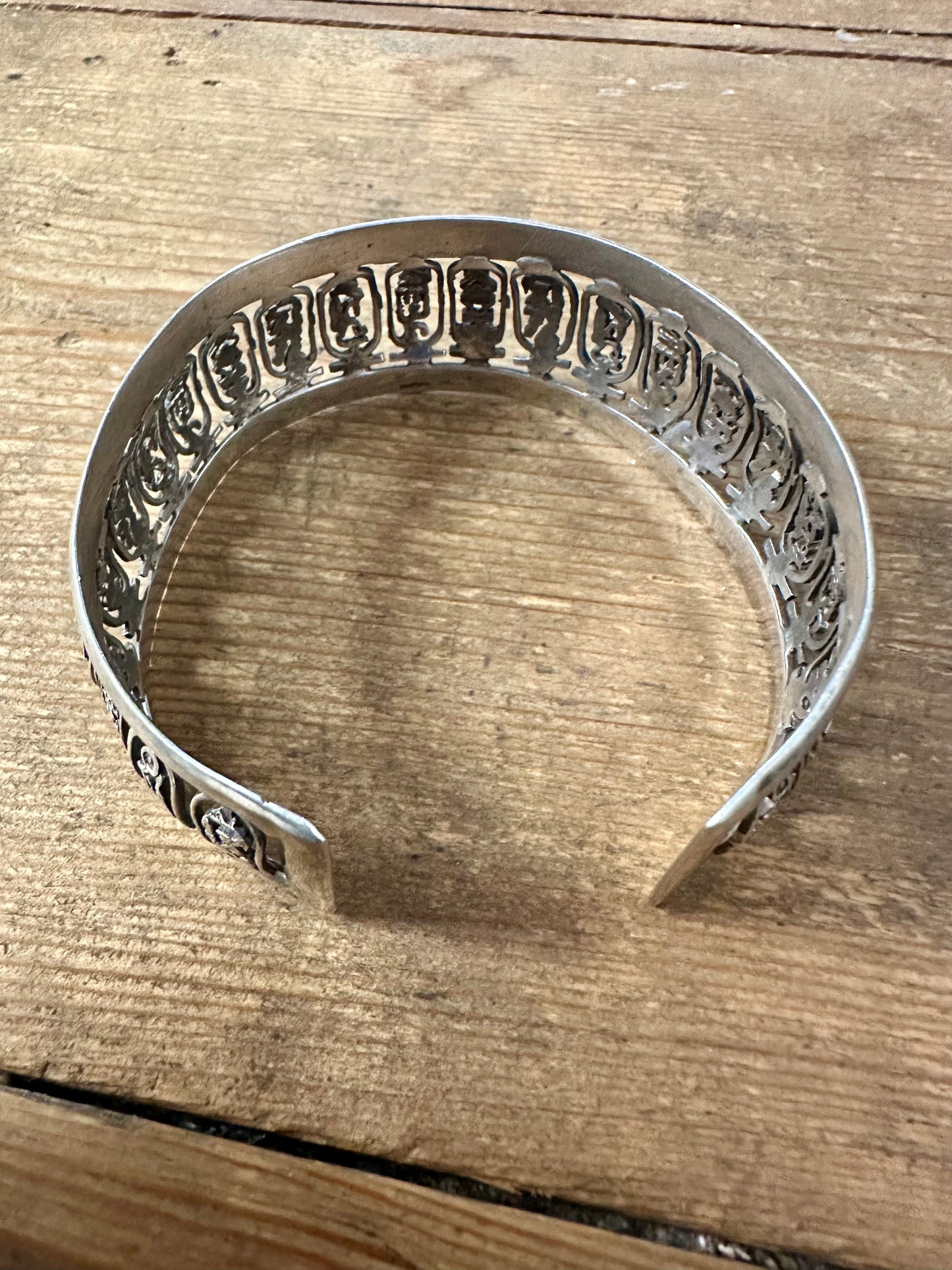 Vintage Egyptian Cuff Silver Bangle