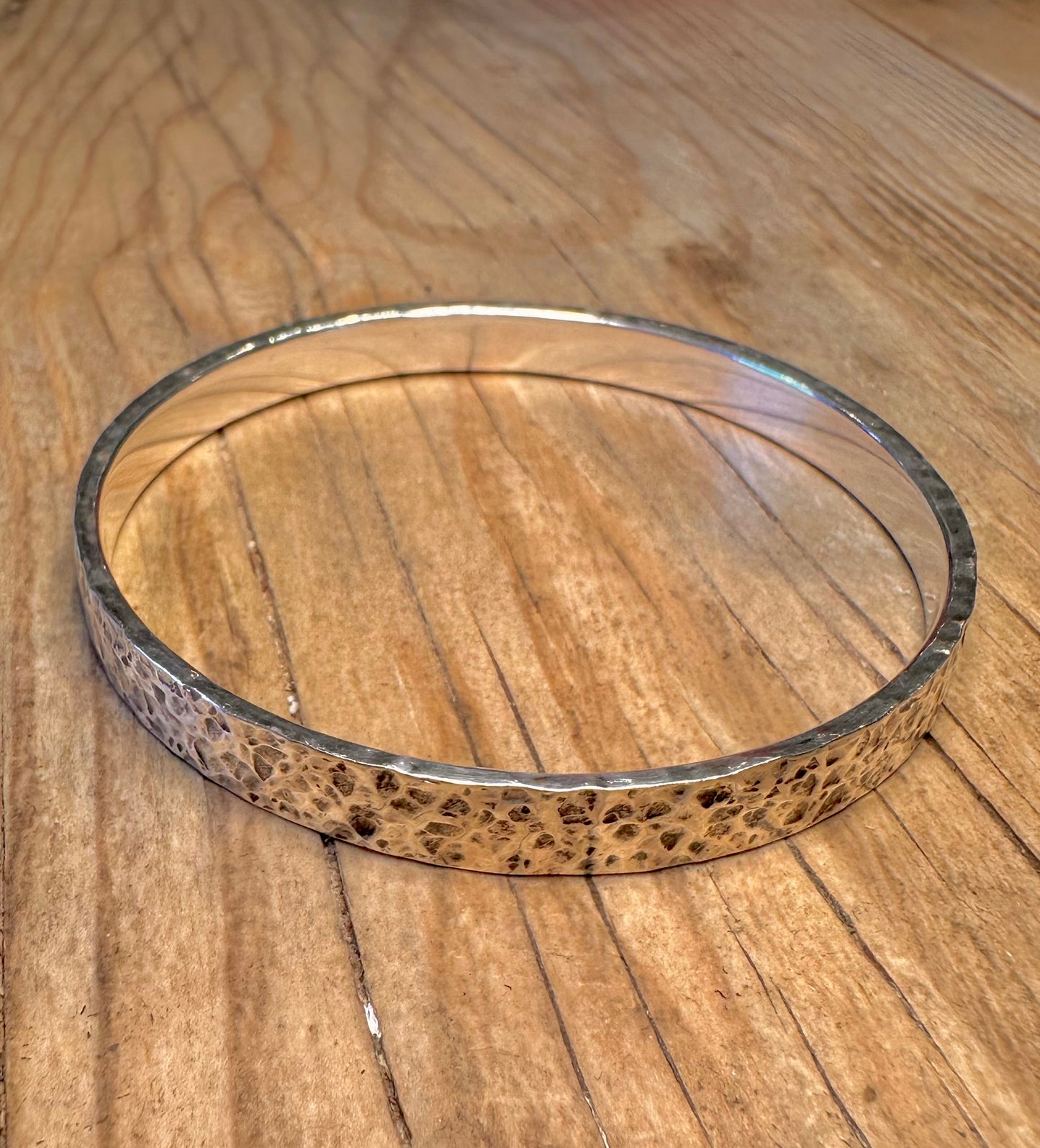 Vintage 1998 Chunky Hammered Textured 925 Sterling Silver Edinburgh Bangle