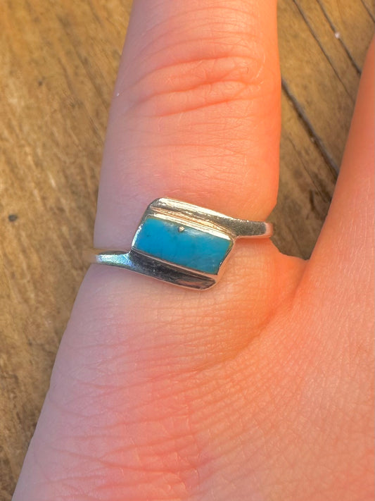 Turquoise Abstract 925 Sterling Silver Size O Ring