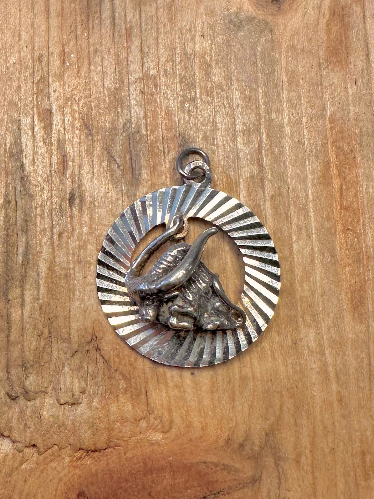 Textured Detailed Taurus Bull 925 Sterling Pendant