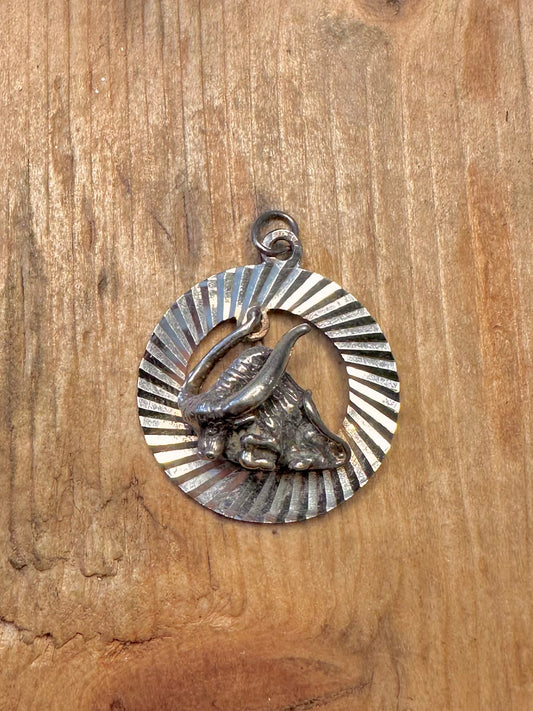 Textured Detailed Taurus Bull 925 Sterling Pendant