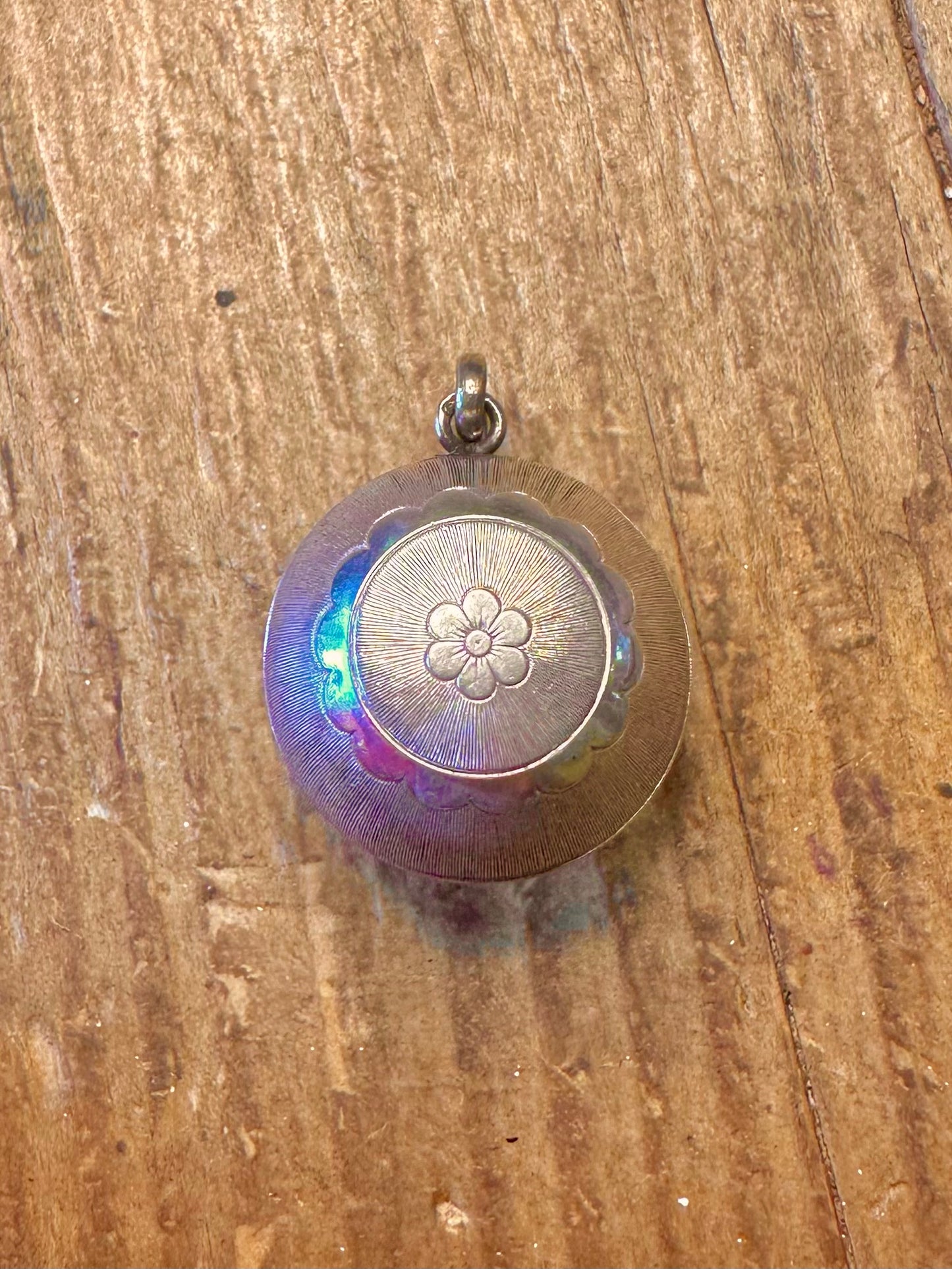 Flower Engraved Ball Brush Effect Finish 835 Silver Pendant