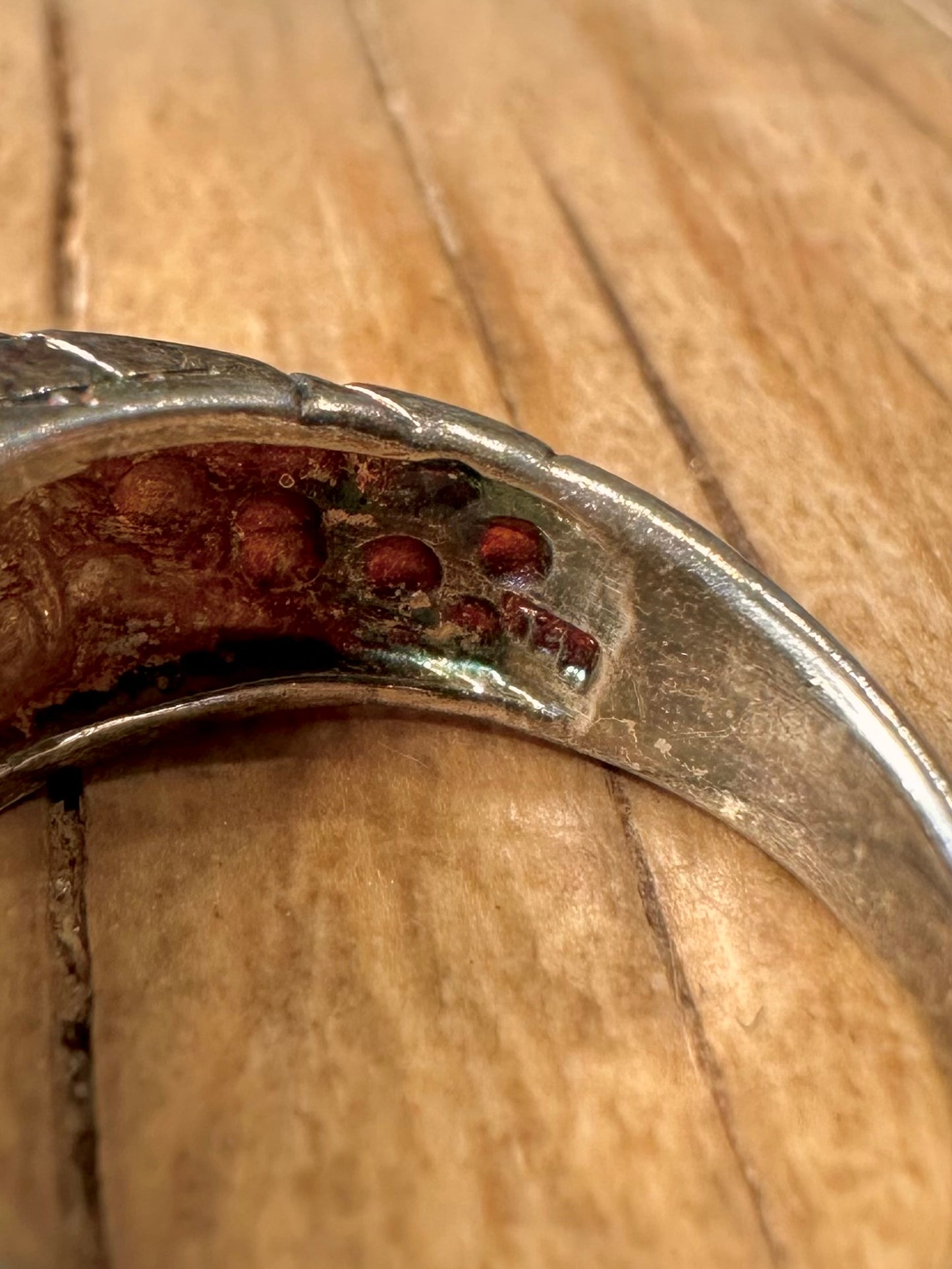 Vintage CZ Signet Textured 925 Sterling Silver Size P Ring