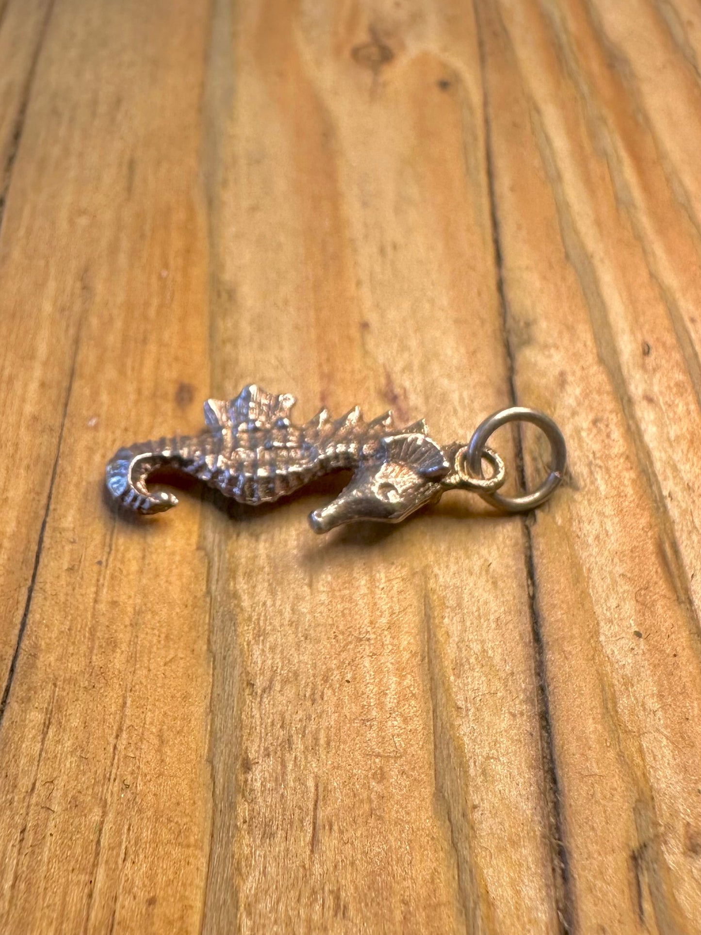 Seahorse 1980 Textured 925 Sterling Silver Charm Pendant