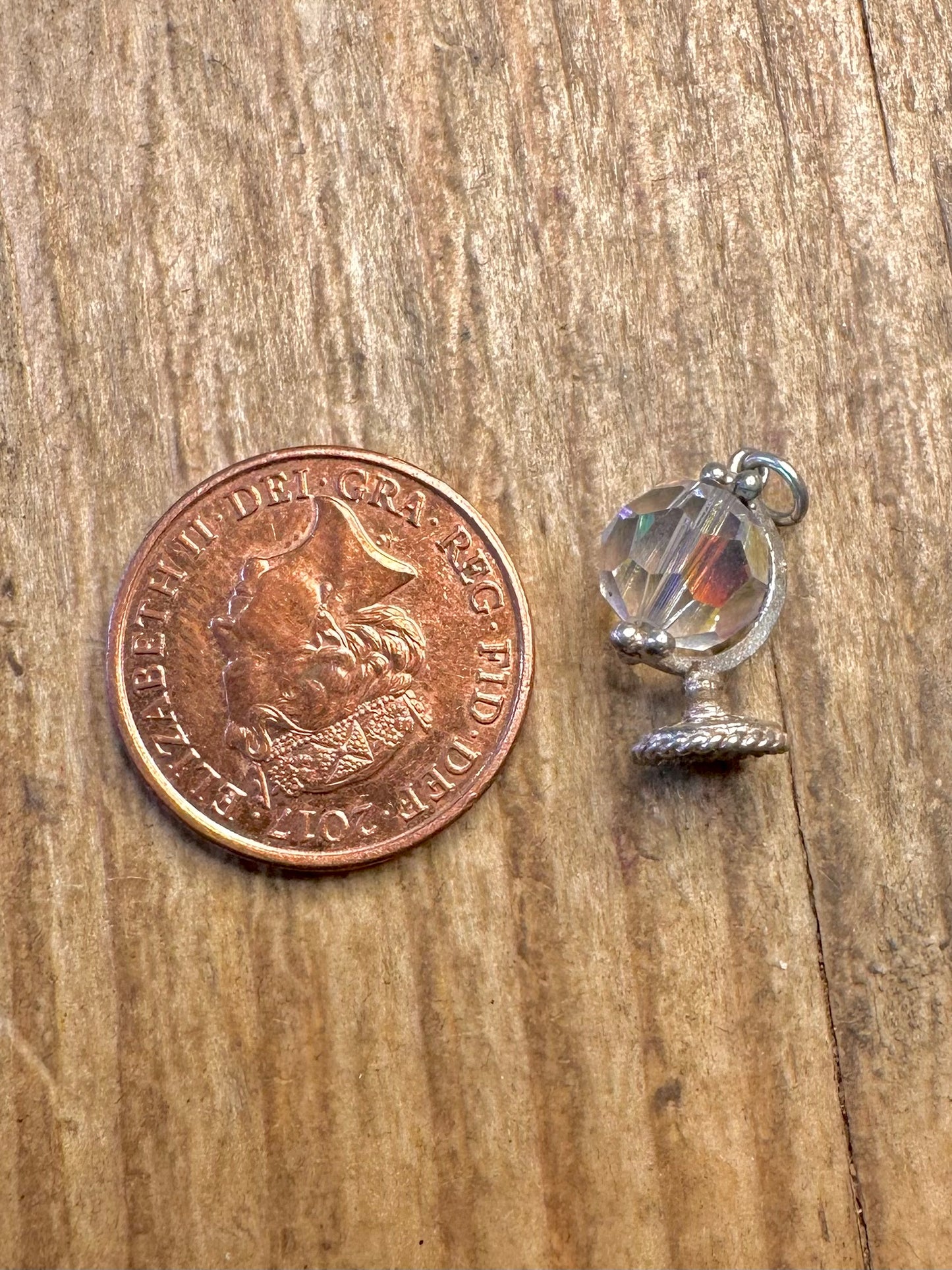Kristallkugel Globus 925 Sterling Silber Charm-Anhänger