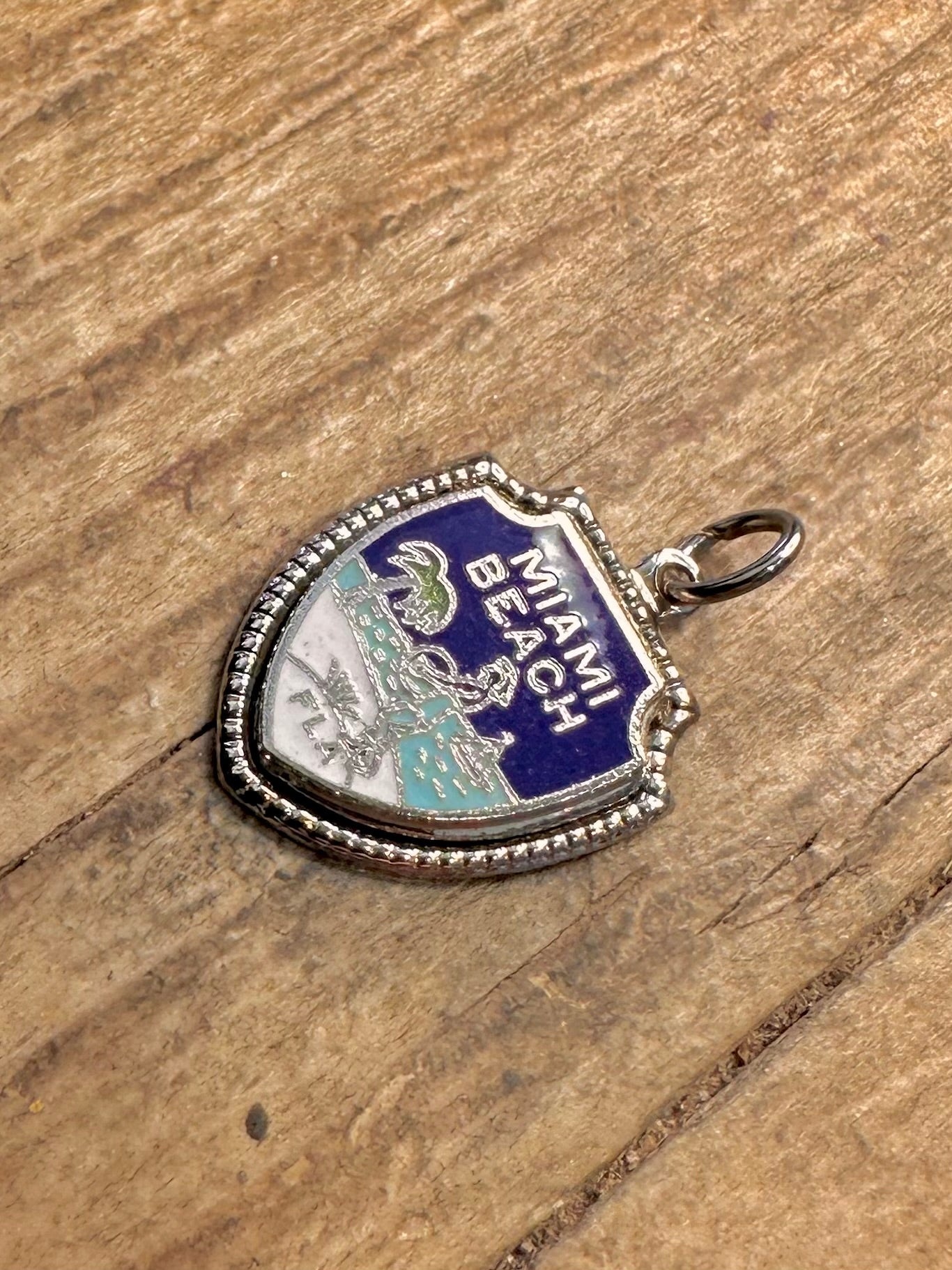 Miami Beech FLA Shield 925 Sterling Silver Charm Pendant