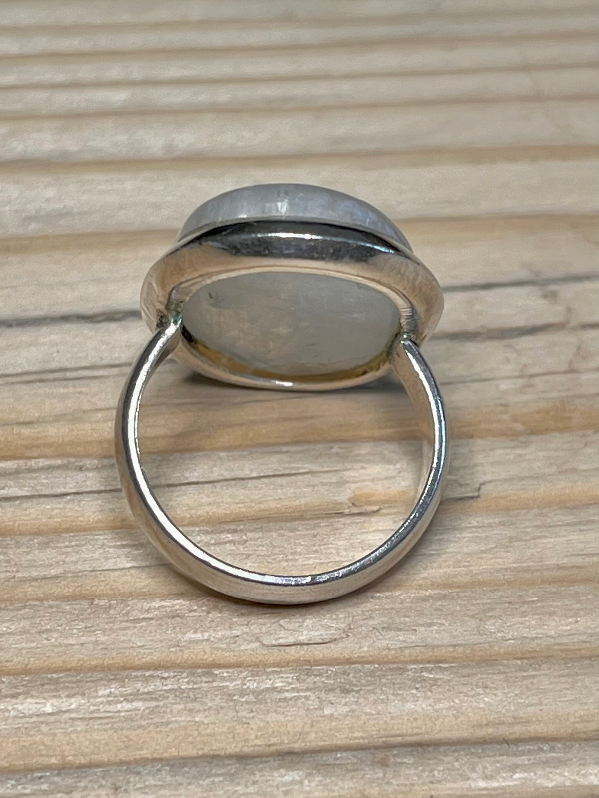 Large Oval Moonstone 925 Sterling Silver Size Q Ring
