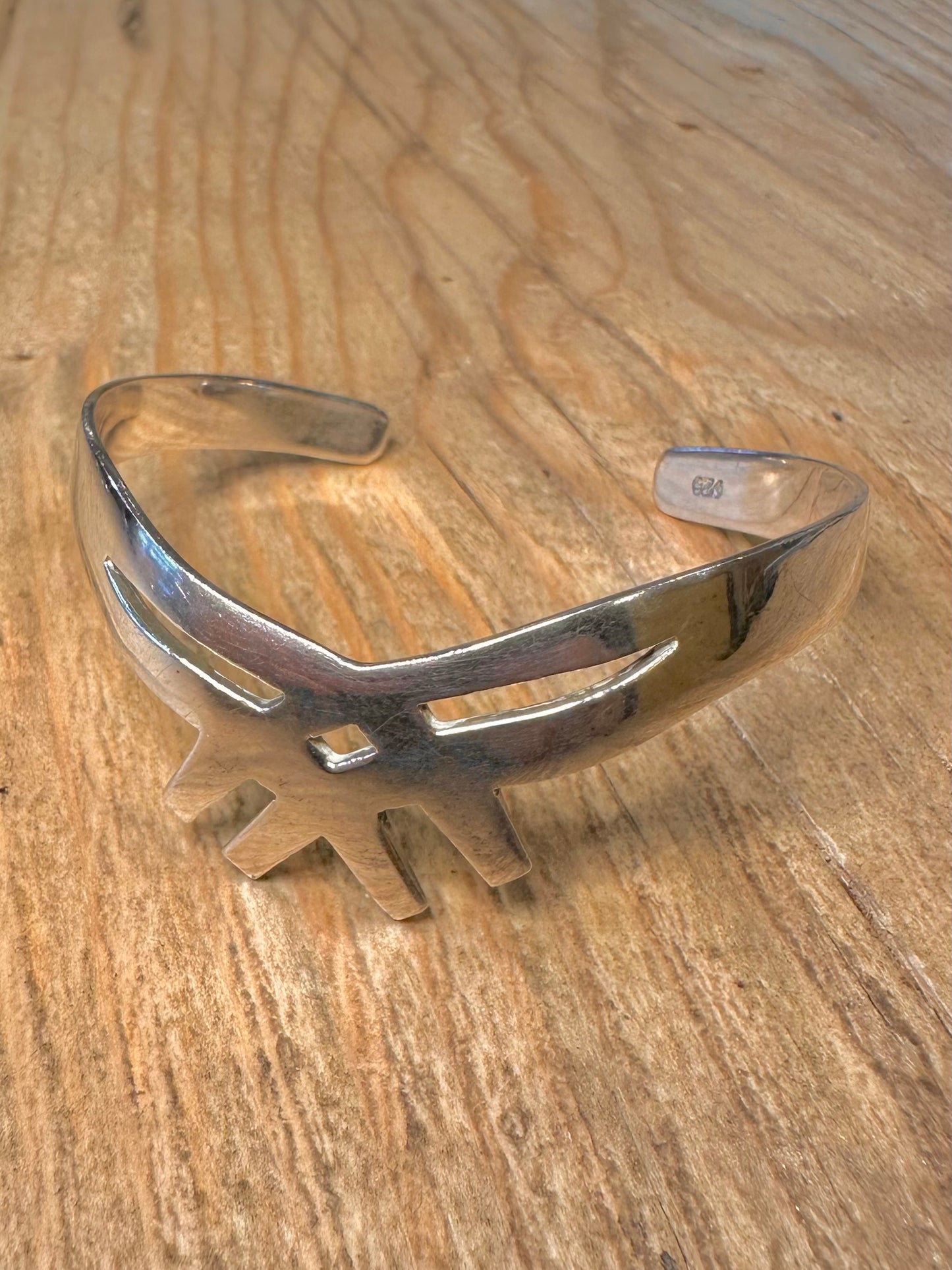 Modernist Contemporary Shaped Cuff 925 Sterling Silver Bangle