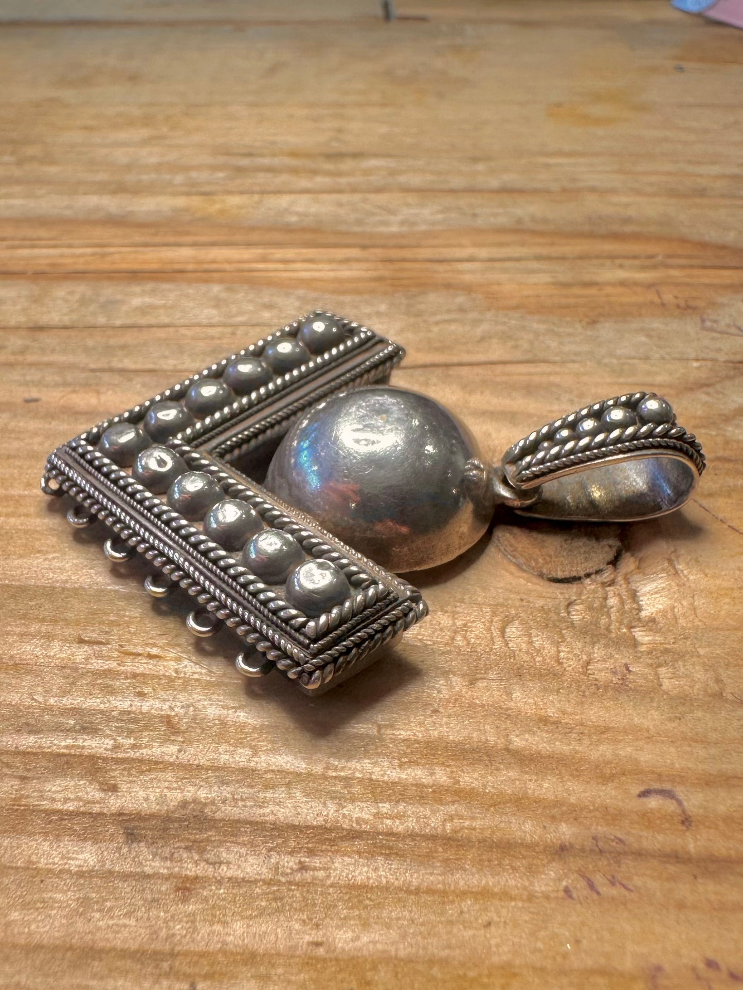 Vintage Großer Stammes-Verzierter 925er Sterlingsilber Anhänger