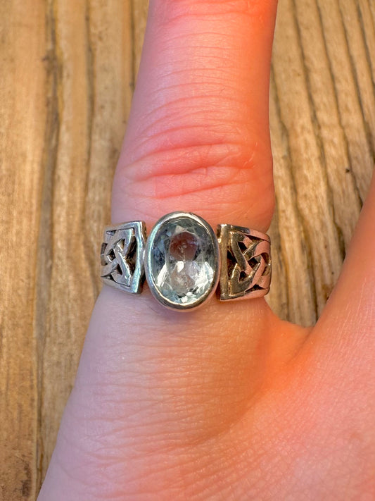 Blue Topaz Celtic 925 Sterling Silver Size K1/2 Ring