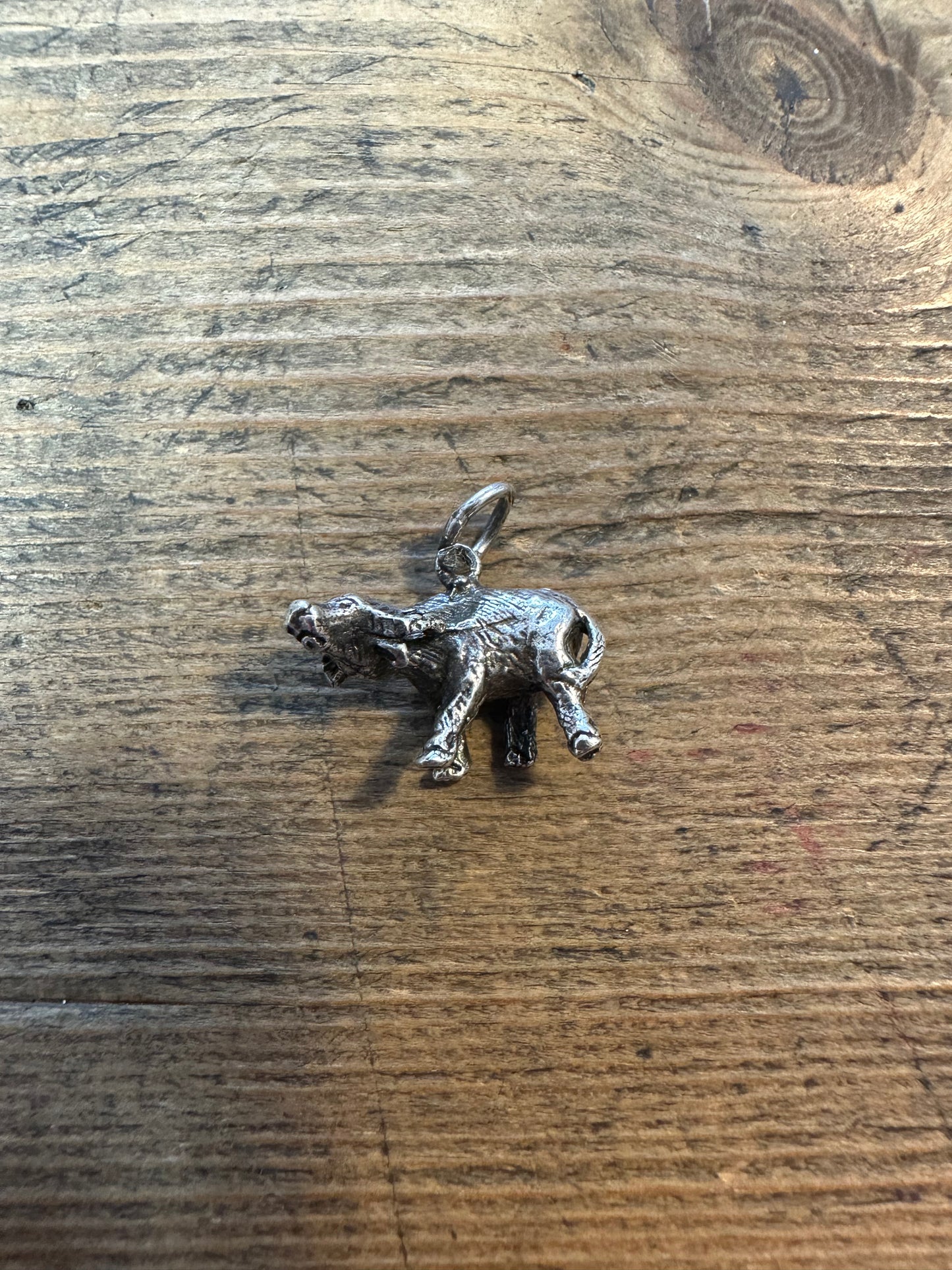 Vintage Bull 925 Silver Charm Pendant