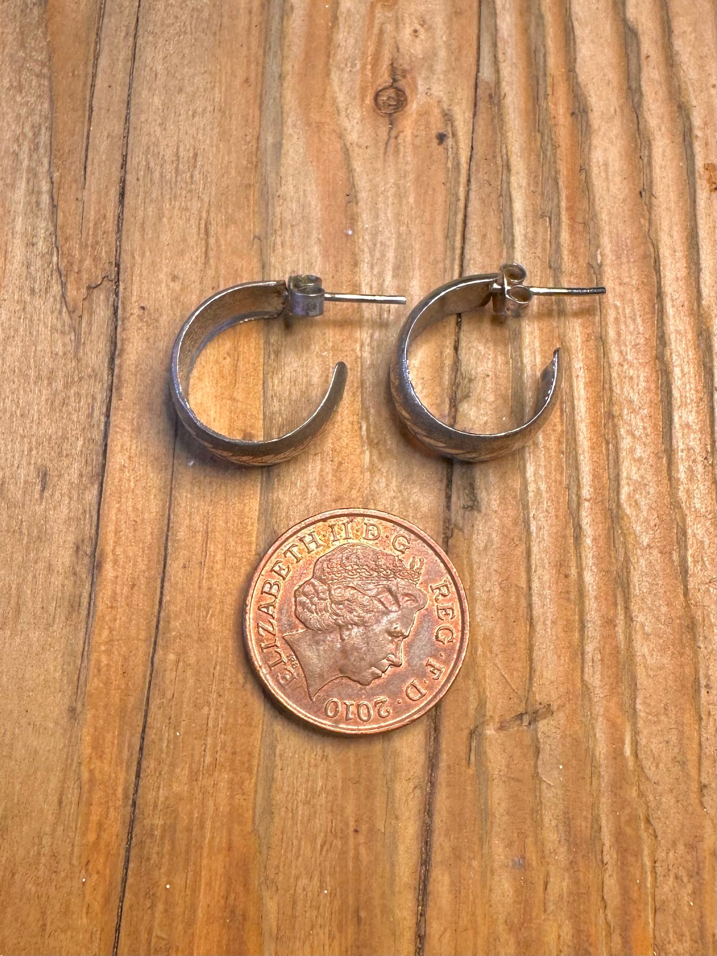 Engraved Half Hoops 925 Sterling Silver Earrings