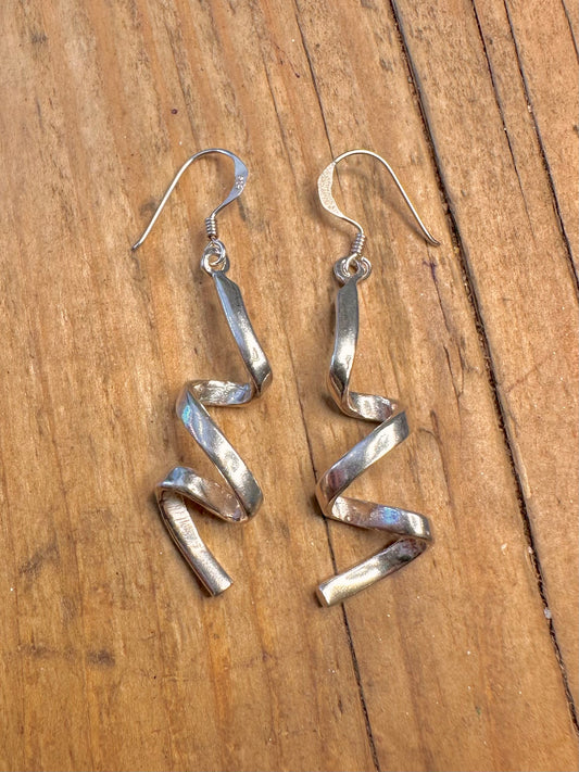 Spiral Dangle 925 Sterling Silver Earrings