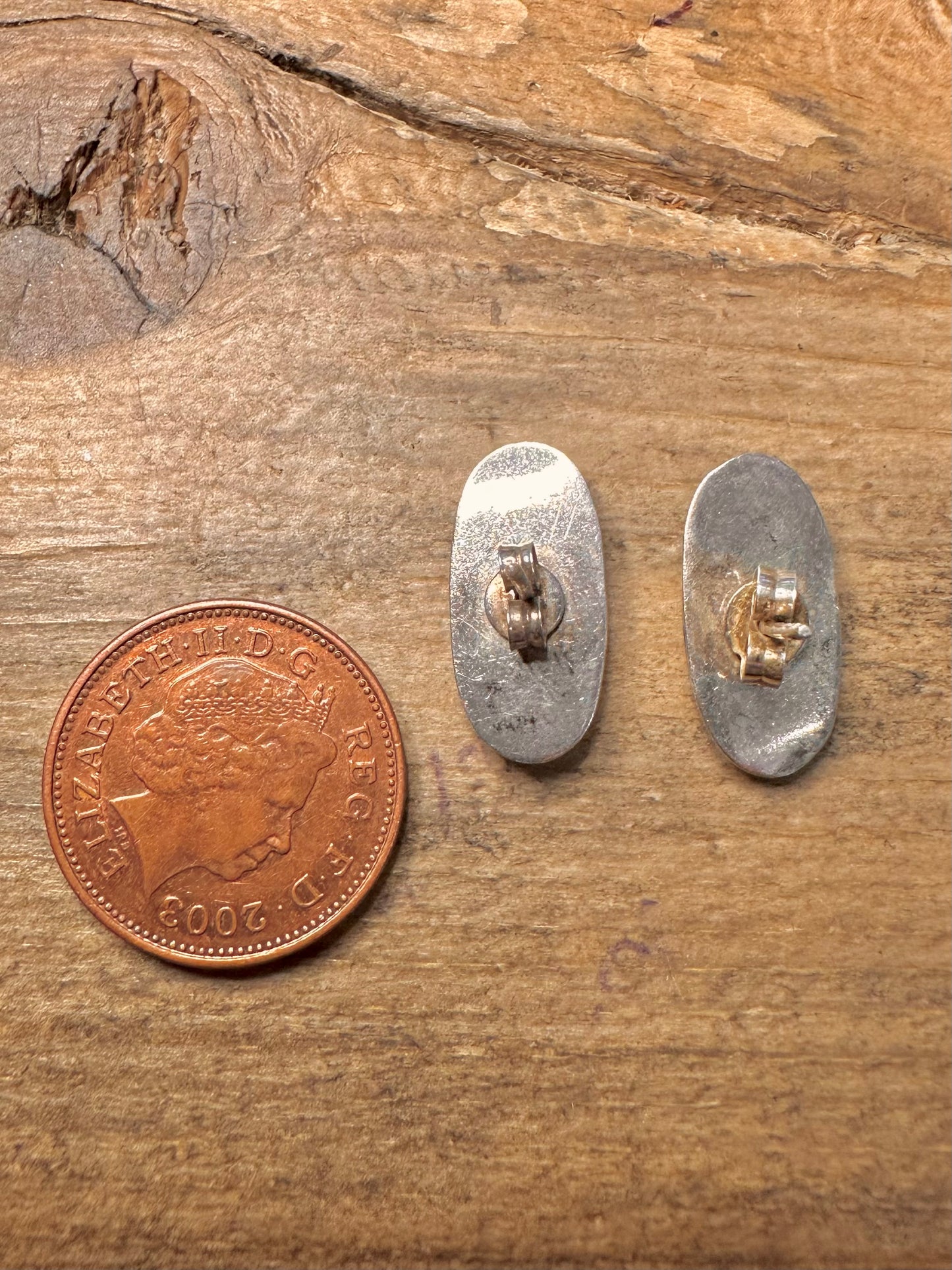 Vintage Turquoise Oval 925 Silver Stud Earrings