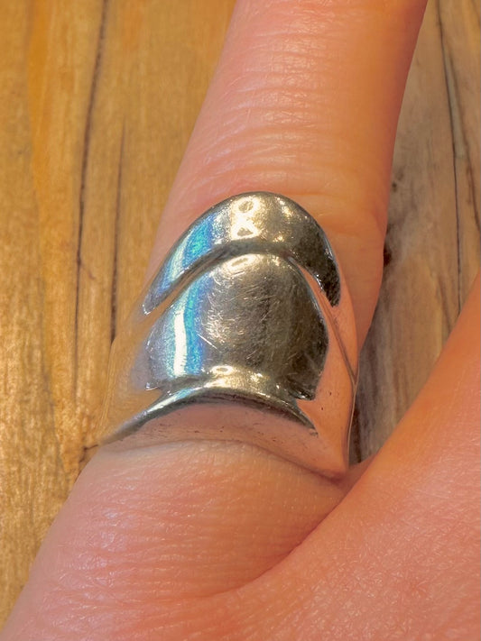 Vintage Abstract Wave Style 925 Sterling Silver Size L1/2 Ring