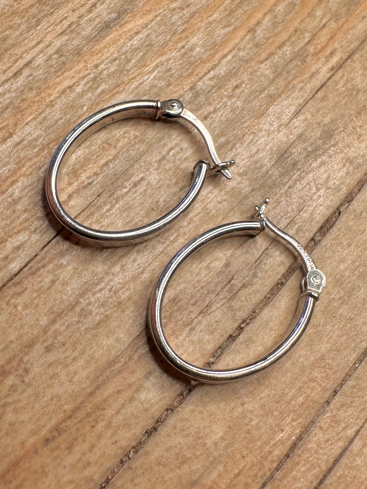 Vintage Oval Hoops 925 Sterling Silver Earrings