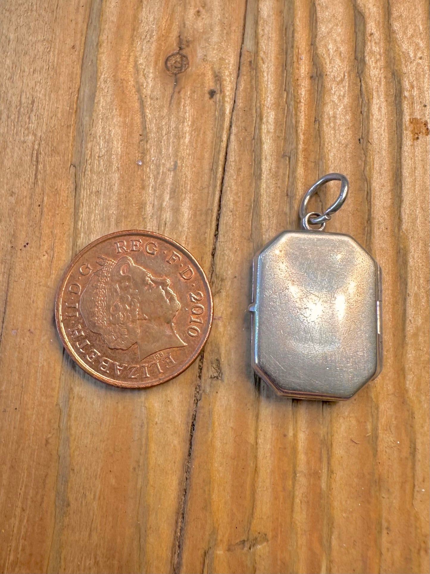 Octagonal Engraved Locket 925 Sterling Silver Pendant