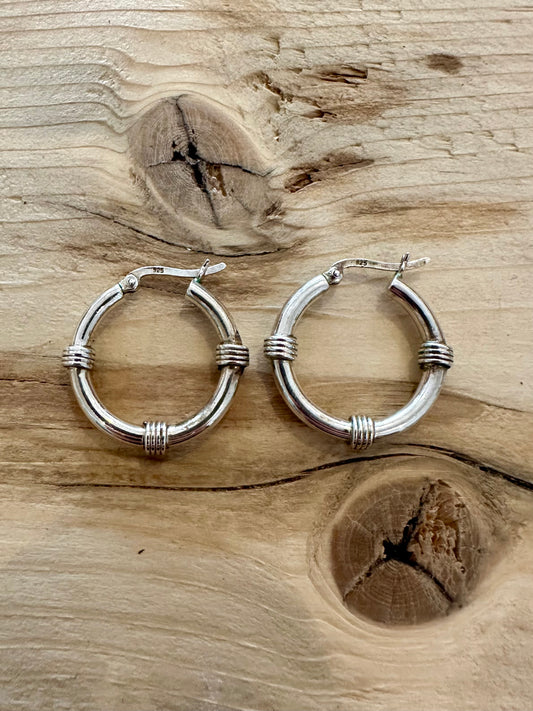 Abstract Chunky Hoops 925 Silver Earrings