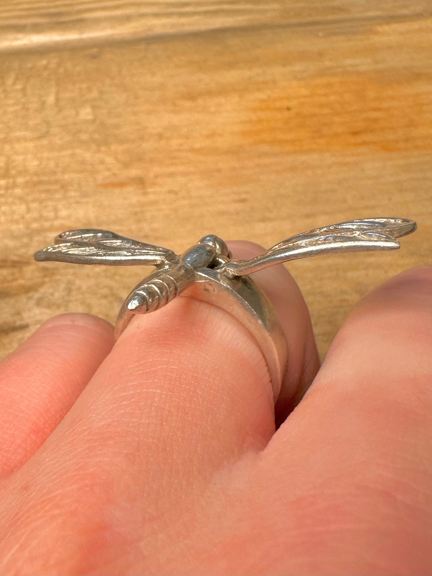 Abstract Mechanical Dragonfly 925 Silver Size R Ring