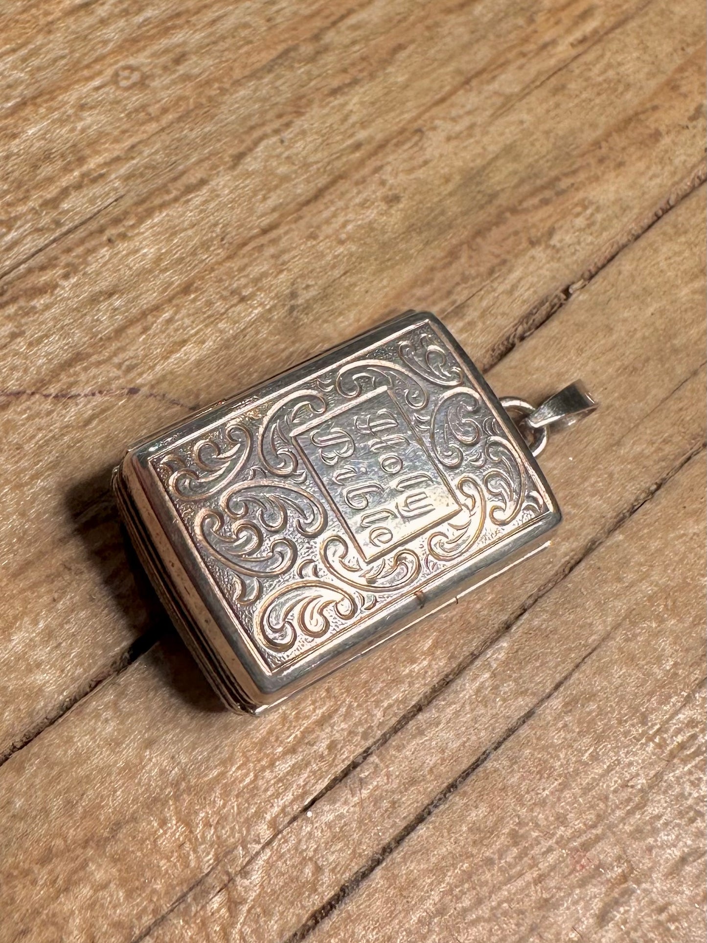 Vintage Holy Bible Engraved Double Locket 925 Sterling Silver Pendant